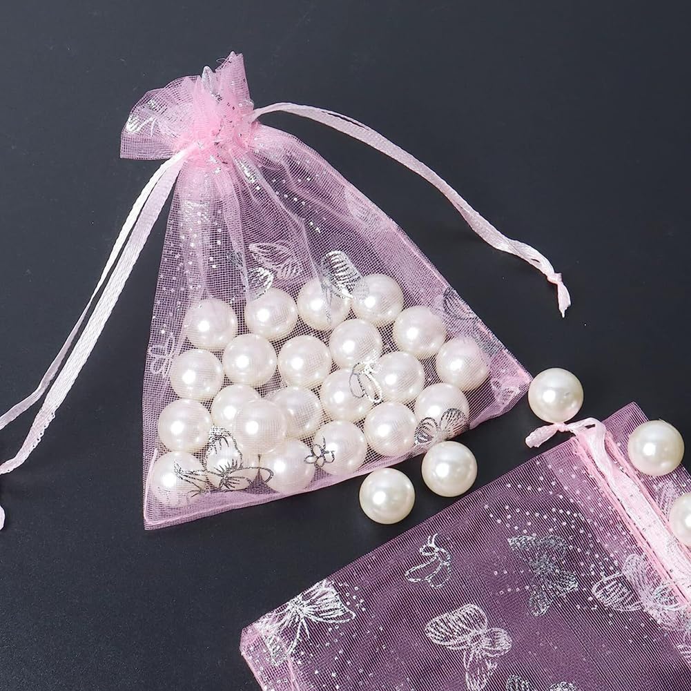 50 Stück Organzasäckchen mit Kordelzug 10×12cm Organzabeutel Schmetterling Muster Organza Geschenkbeutel Tüll Schmuckbeutel Geschenksäckchen für Schmuck Kosmetik Süßigkeiten Mischfarben