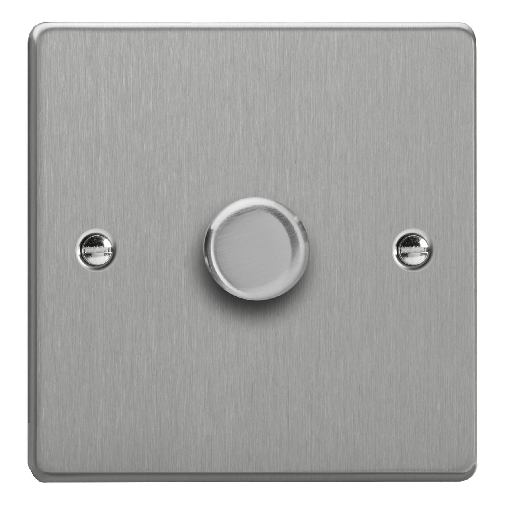 Varilight 1-Gang 2-Way V-Pro Push On/Off Rotary LED Dimmer 1 x 0-120W Brushed Steel