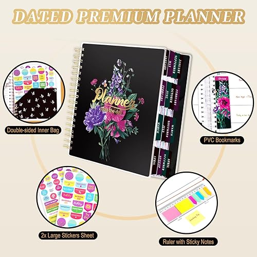 Miniatura 2 de Arundhati Agenda diaria grande de PVC sin fecha de 9.8 x 8.5 pulgadas, agenda diaria, semanal, mensual de 18 meses, agenda anual, 294 planificadores