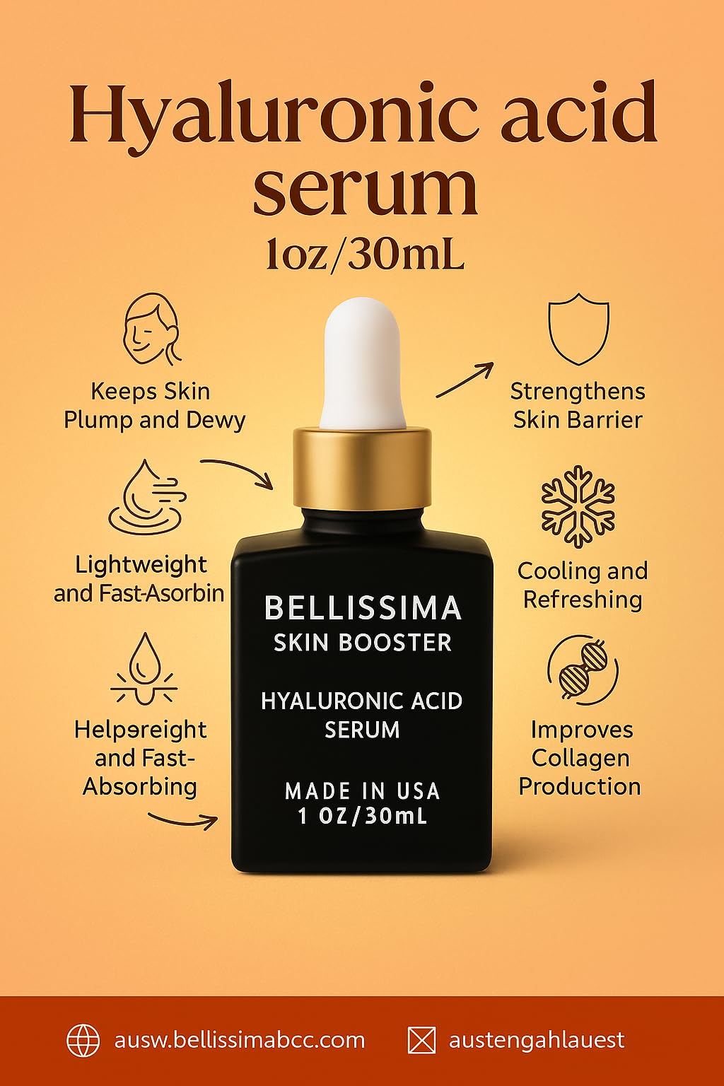 Bellissima Skin Booster Hyaluronic Acid and Retinol Set - Anti-Aging Serum, Boost Skin Hydration, Reduce Wrinkles & Fine Lines, Accelerate Skin Renewal