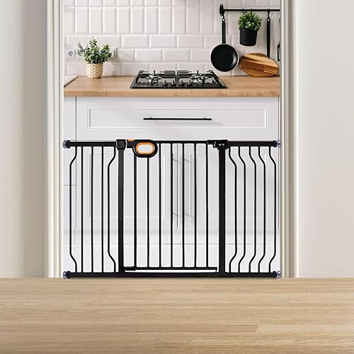 Miniatura 9 de owlie Puerta para bebés de interior de 75 a 85 pulgadas, puerta de seguridad extra ancha para perros, puerta de escalera grande, puertas ajustables