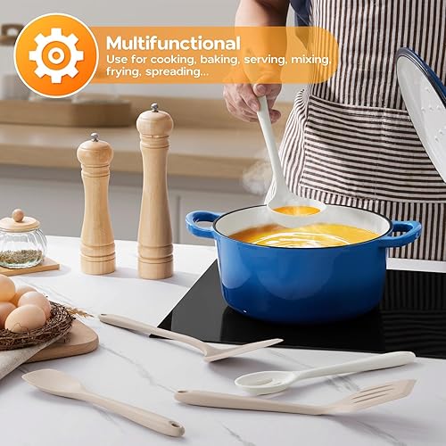 Miniatura 8 de Onader Juego de utensilios de cocina de cocina, 10 piezas de utensilios de cocina de silicona, no tóxicos, resistentes al calor y antiadherentes, 2