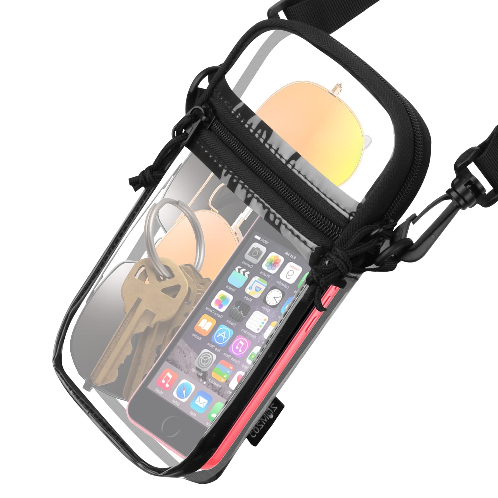 Cosmos Neck Wallet Clear Crossbody Purse Travel Documents Organizer Passport Holder Transparent Shoulder Bag with Adjustable Strap Travel Neck Purse Passport Wallet for Women and Men, Transparent,
