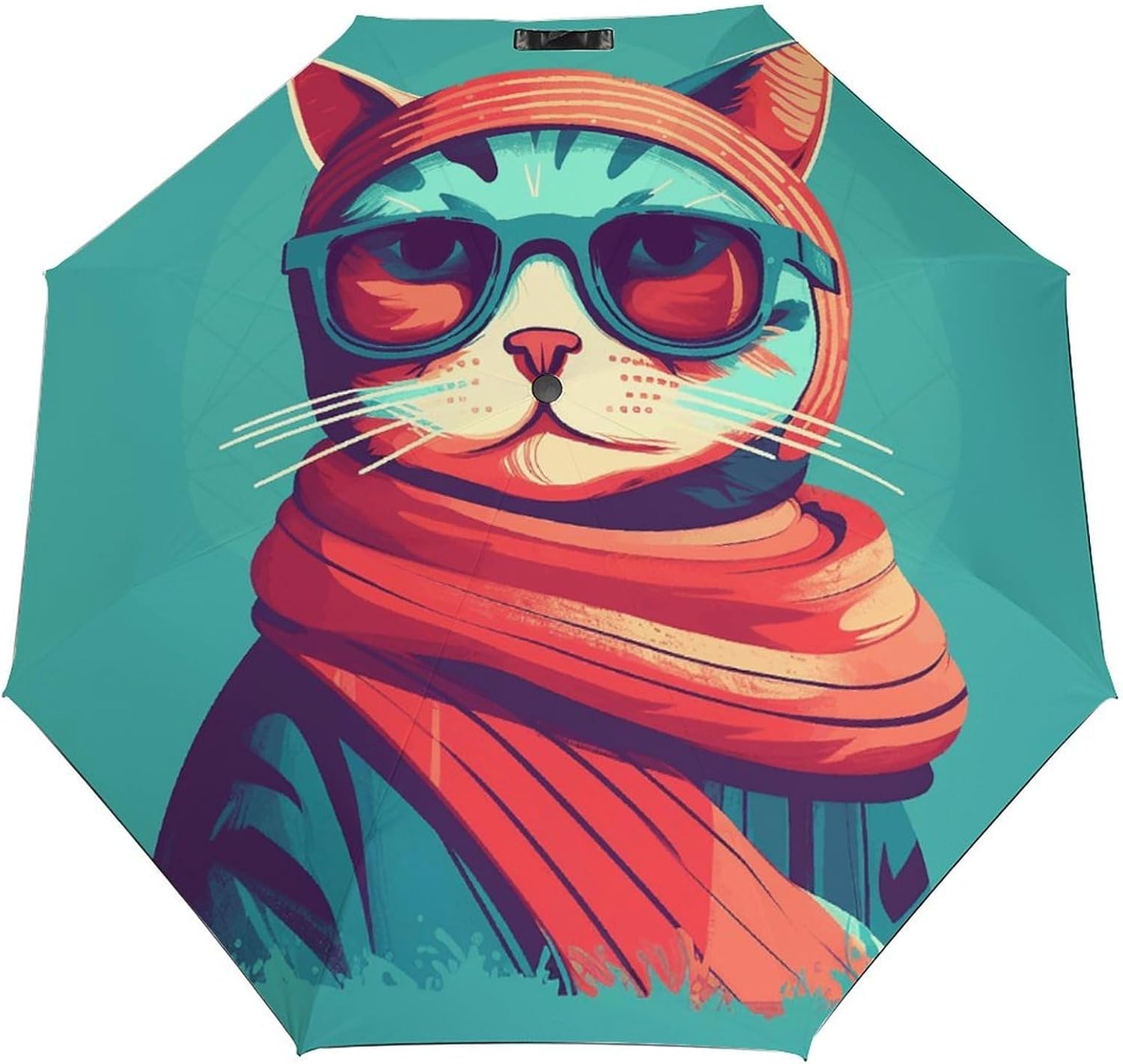 Folding Small Sun Umbrella Cat Wearing Sunglasses Windproof Travel Umbrella Lightweight Small And Compact Suit for Pocket