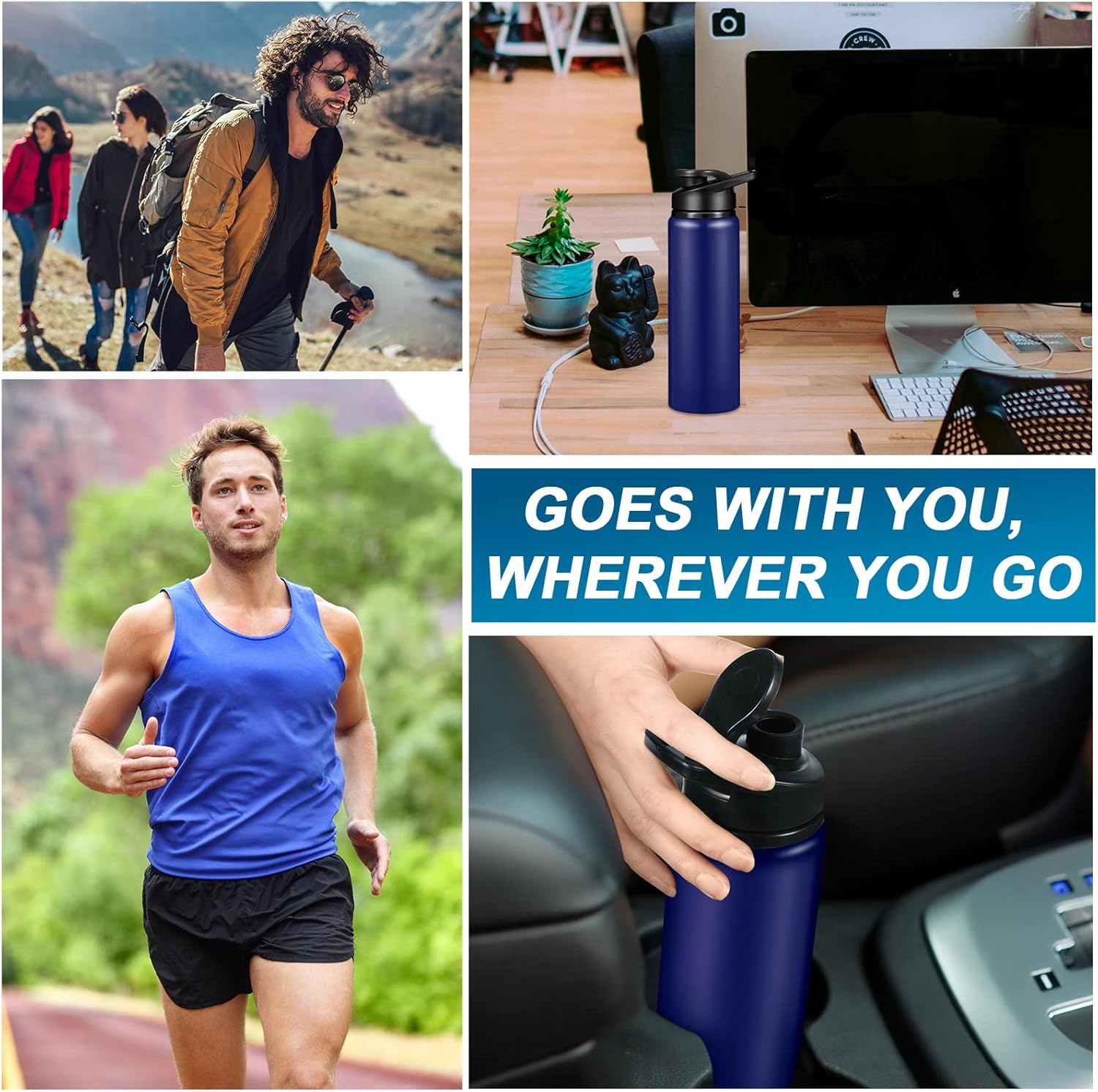 CHENGU 10 Pcs 25oz Reusable Aluminum Water Bottle Bulk Lightweight Outdoor Sports Water Bottles Easy Carry Leak Proof for Travel Gym Camping Hiking Fishing, Snap Lid (Blue) - Image 4