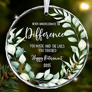 Happy Retirement Gifts for Women Men 2025 - Retired Glass Ornament for Farewell - Appreciation Gift for Retired Boss Nurse Teacher Employee Friend - A02
