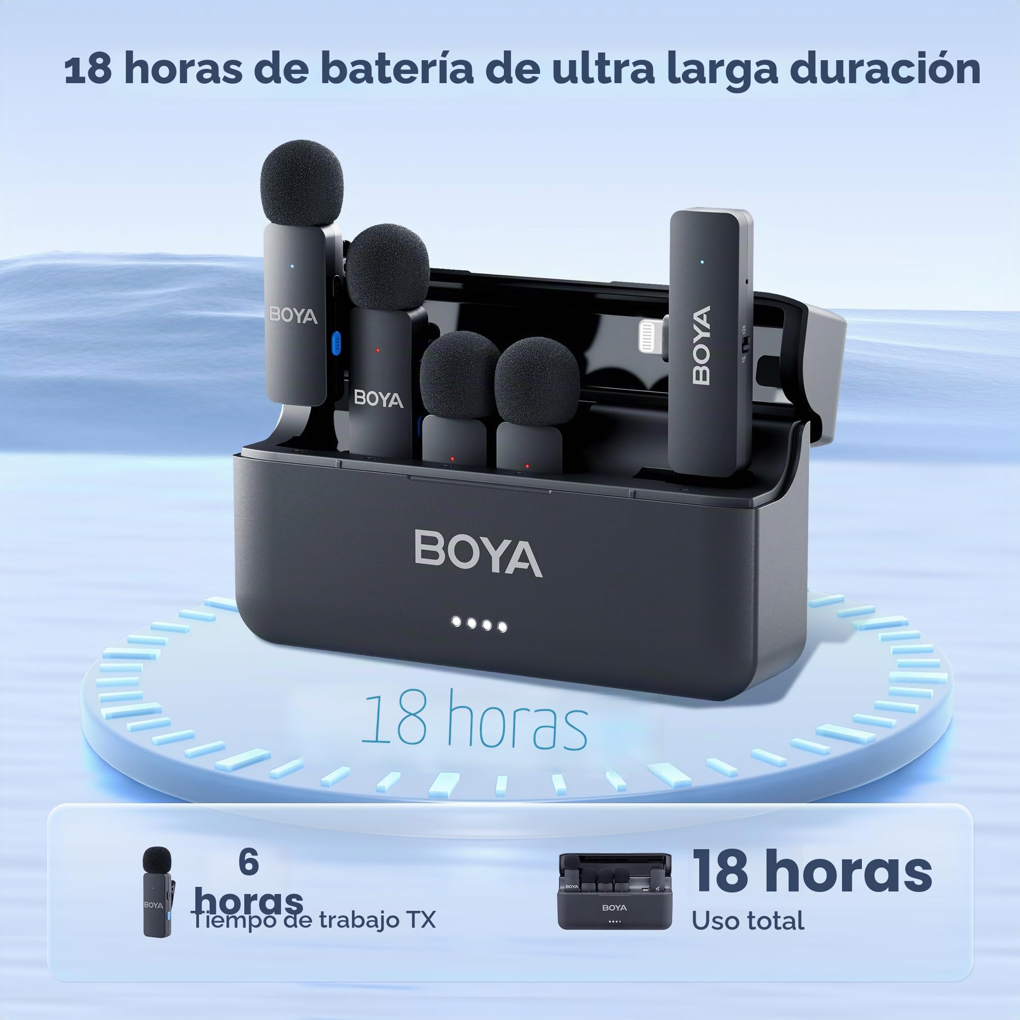 BOYA BY-V4D - Mini micrófono Lavalier inalámbrico para iPhone Smartphone, 4 micrófonos de solapa inalámbricos con clip para grabación de video, podcast, entrevista, transmisión, vlog, YouTube