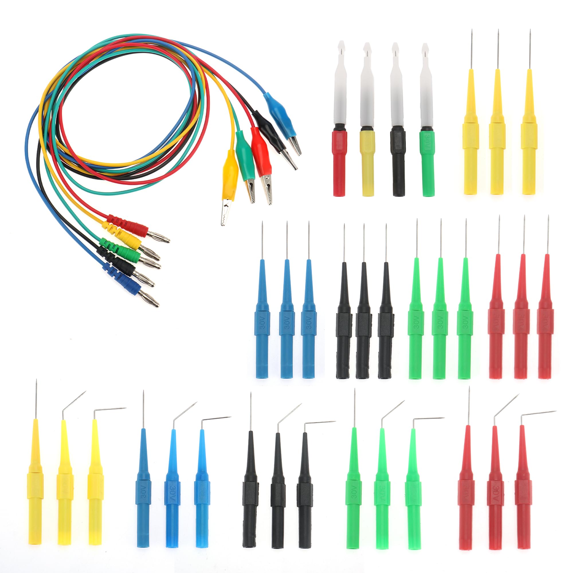 DIANN 39pcs Back Probe Test Kits 4mm Banana Plug to Alligator Clips Test Wires Wire Piercing Probes Automotive Test Leads Set for Vehicle Automotive