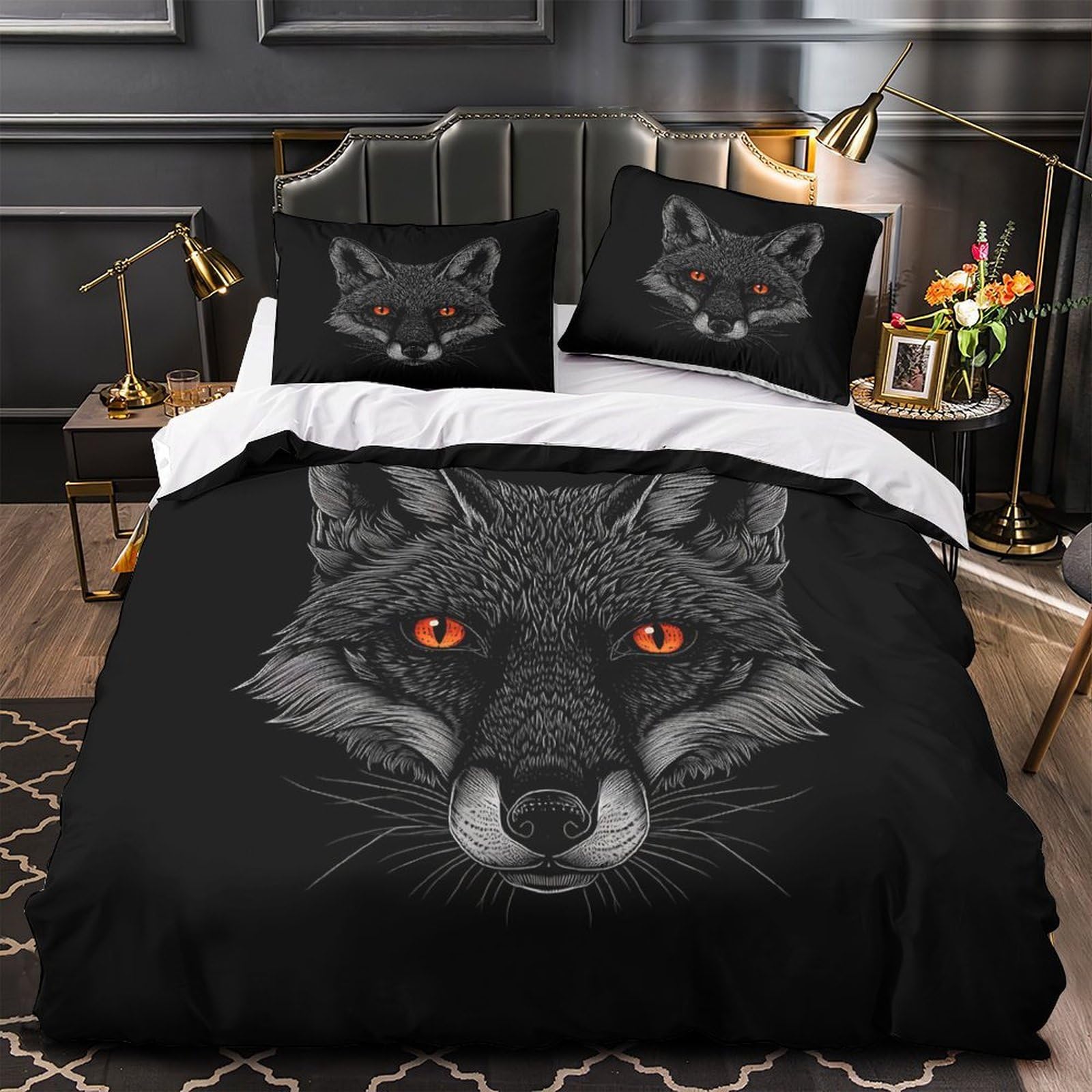 Parure de lit renard en microfibre 135x200cm avec housse de couette