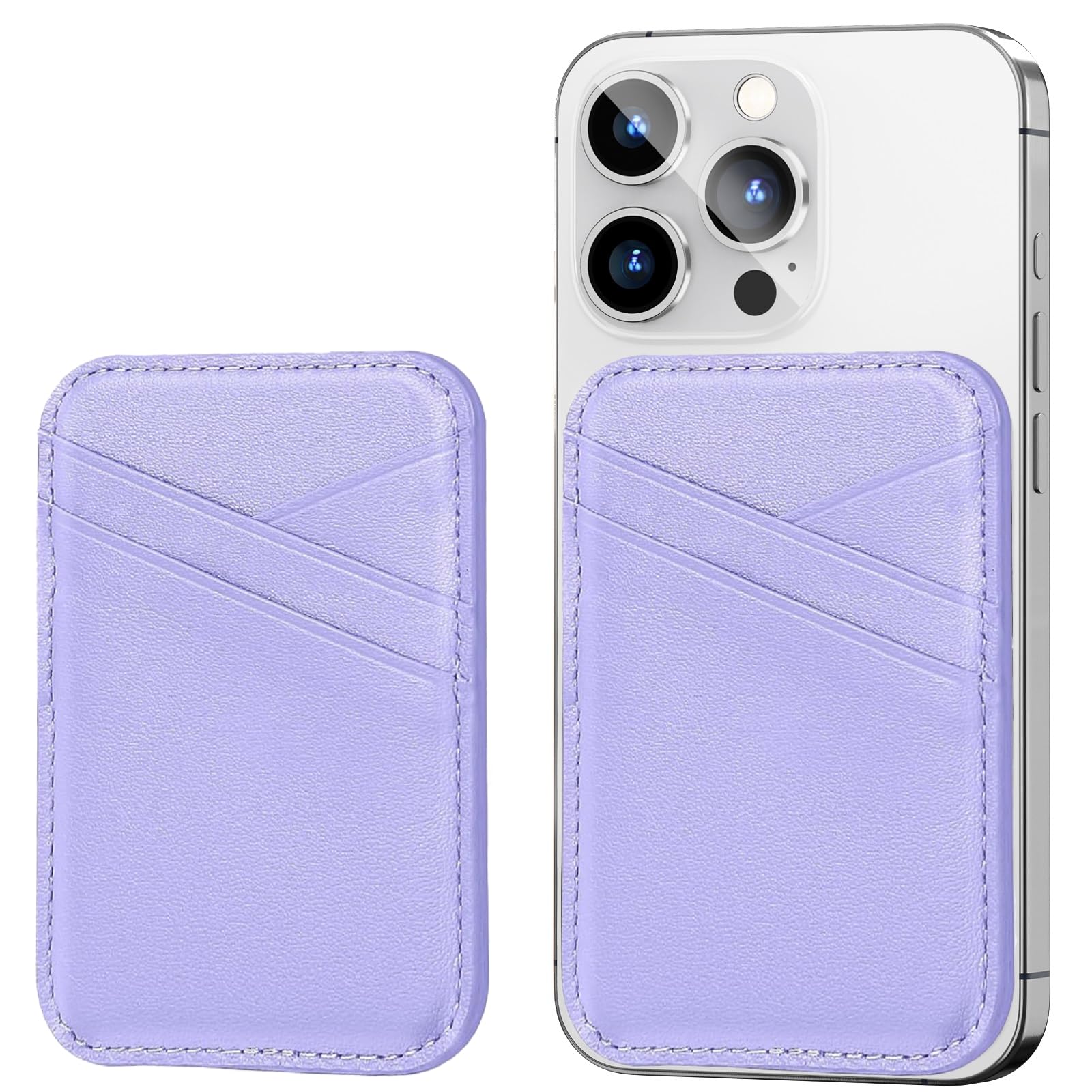 Miroddi Genuine Leather Phone Card Holder, Magnetic Leather Wallet, Wallet Card Holder for Apple MagSafe, Separate Compartments for Cards up to 3 and