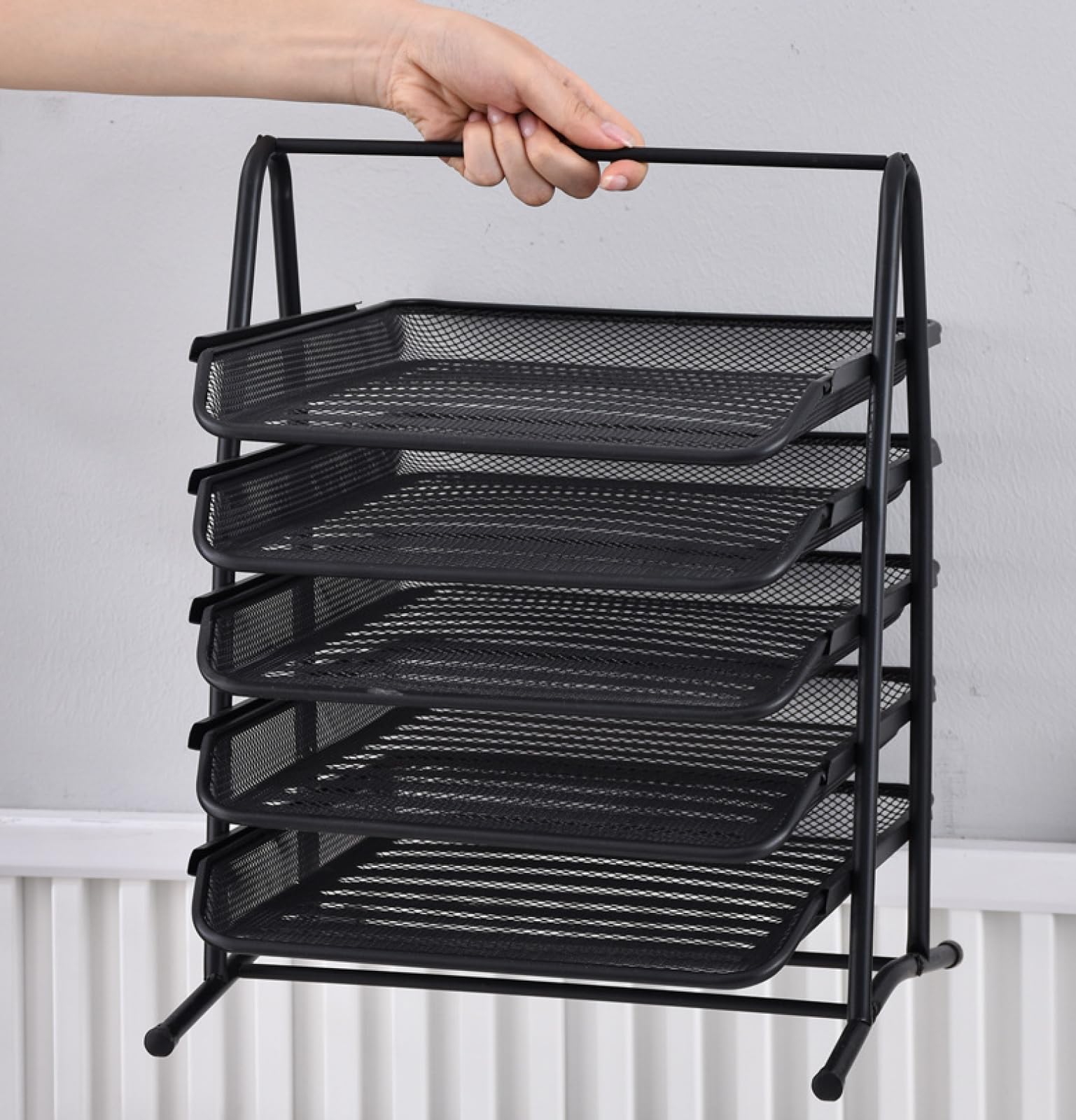 Organizador De Carpetas De Archivos Malla Metálica De Hierro, Portadocumentos De Malla De Alambre Plateado Caja De Almacenamiento De Artículos Diversos O Juguetes De Correo De Acero,5 Capas