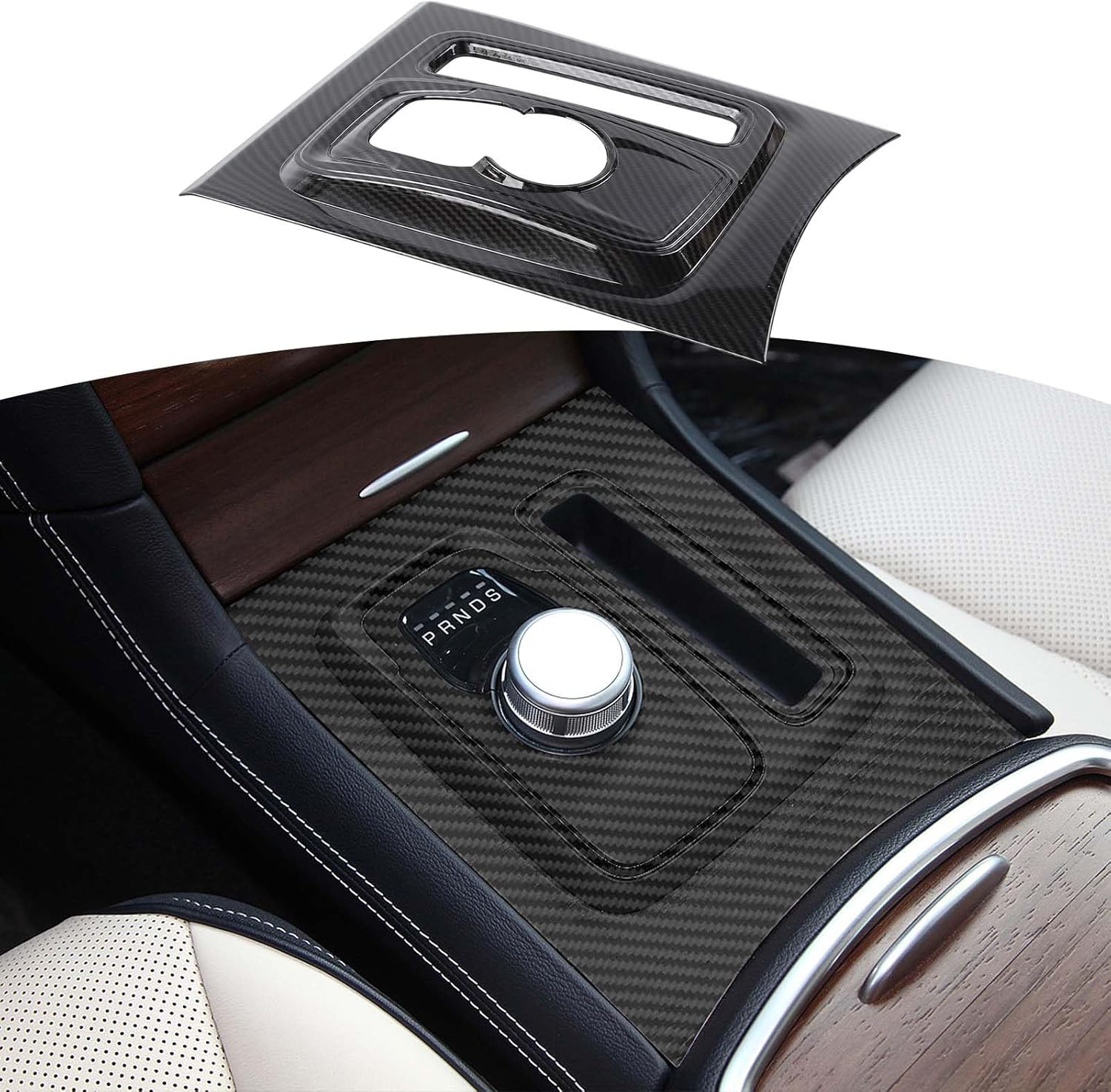 RT-TCZ for Chrysler 300C Gear Shift Panel Trim Cover Compatible with Chrysler 300/300C 2015 Up Carbon Fiber Interior Accessories