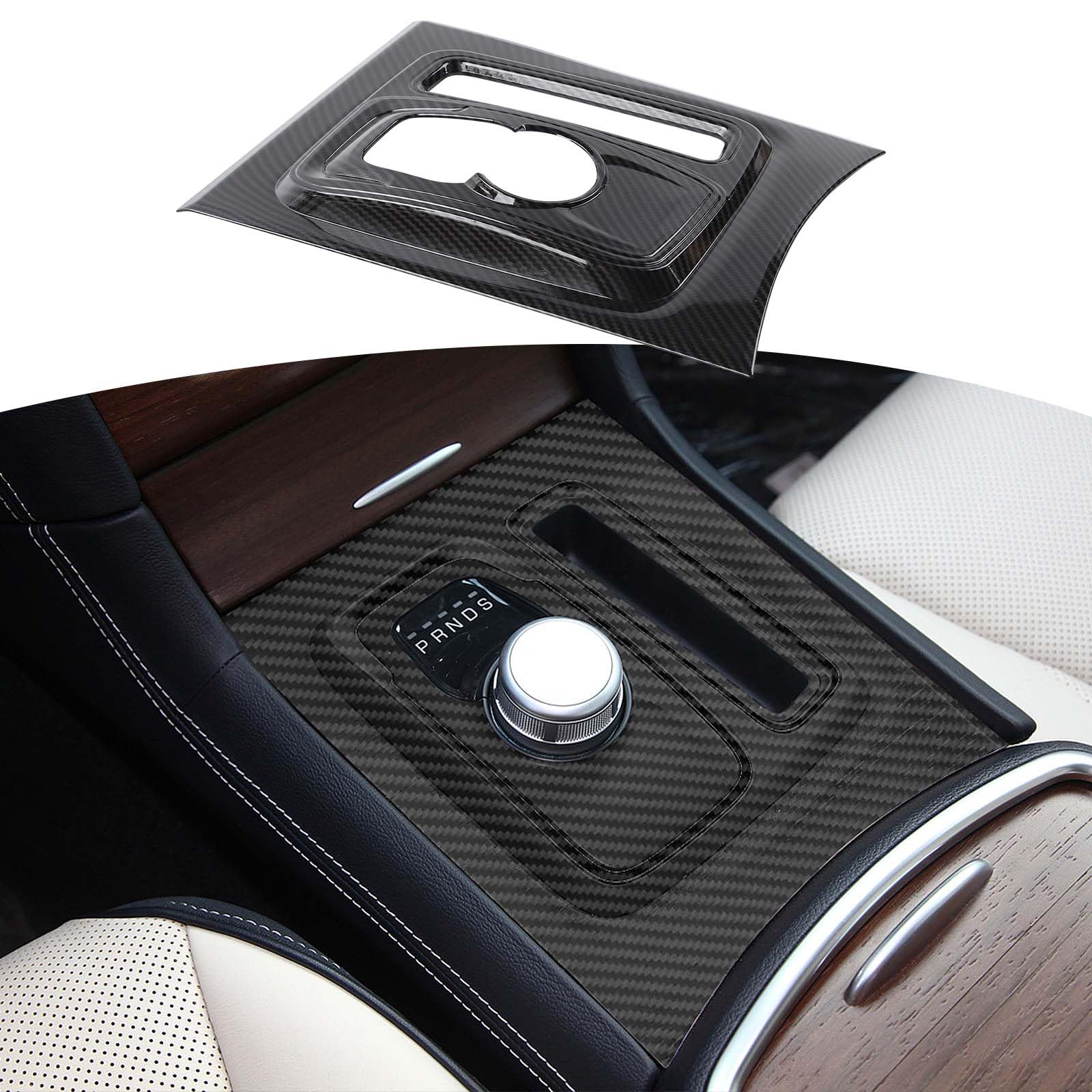 Center Console Gear Shift Cover Trim Carbon Fiber For Chrysler 300