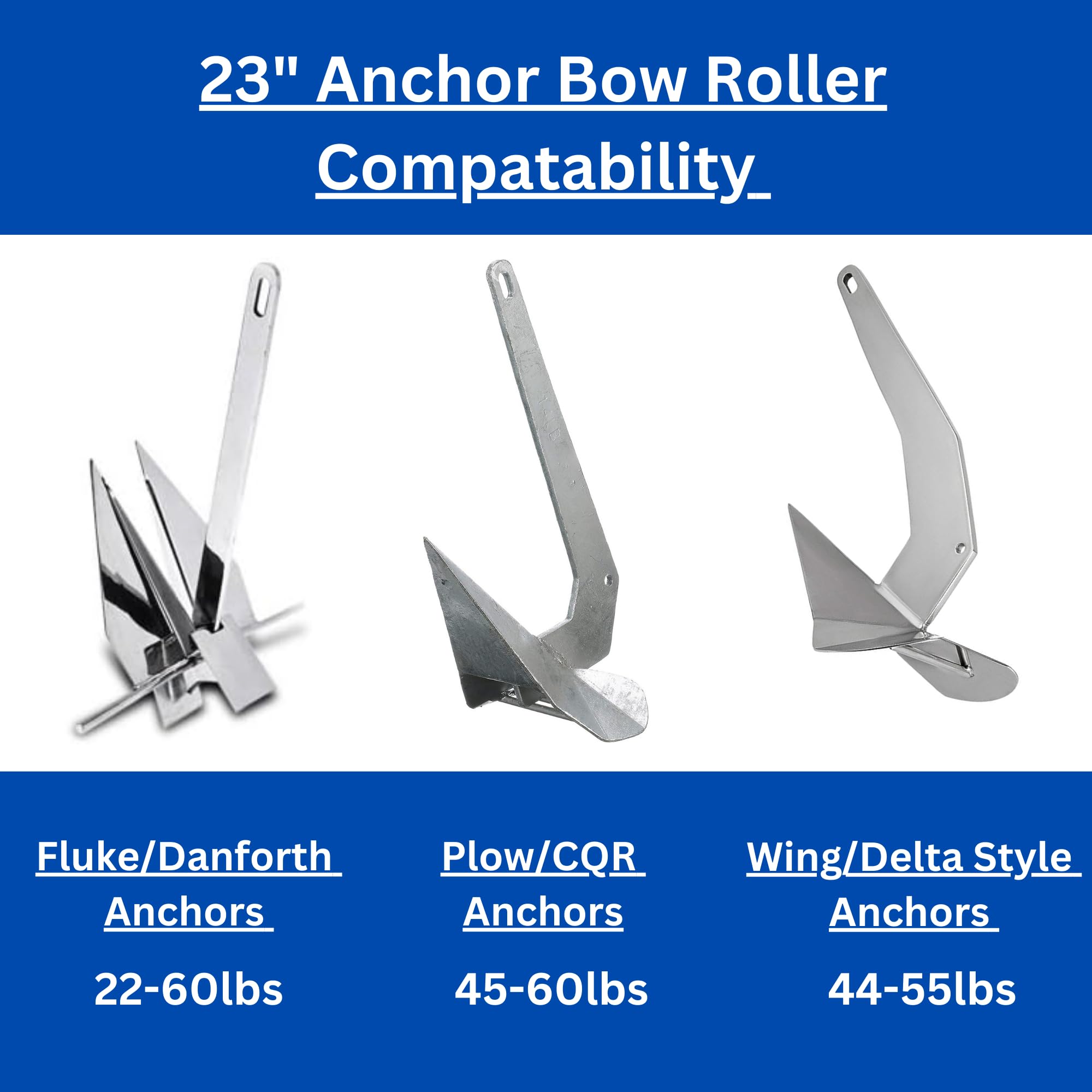 MarineNow 23-inch Universal Bow Anchor Roller - 316 Stainless Steel For Boats Up To 60 Lbs