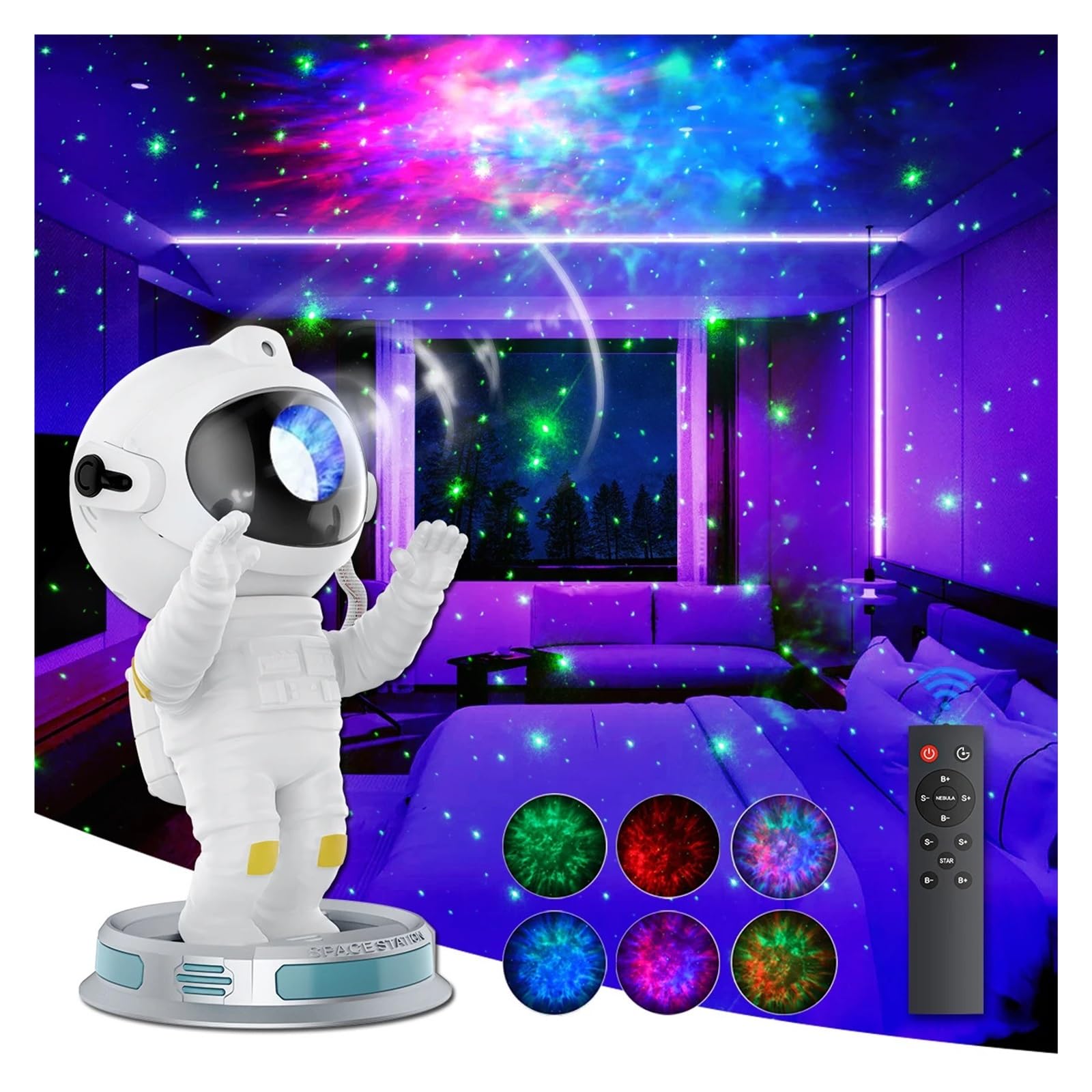 Astronauta Galaxy Star Projektor Nocny Światła Dla Dzieci Z Timerem I Pilotem Lampa Mgławicy Do Sypialni Sufitu Przezroczysty Obrazowanie