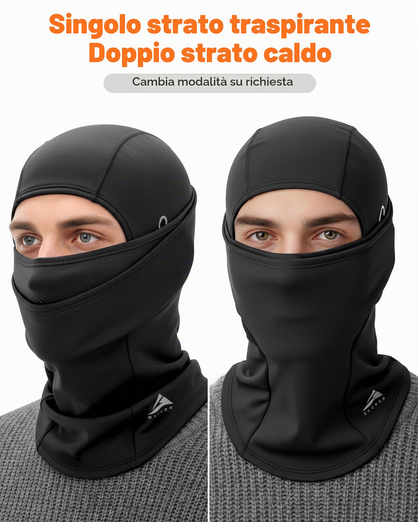 GXCROR Passamontagna Balaclava - Maschera da sci a doppio strato, antivento e caldo per inverno, moto, sci, unisex