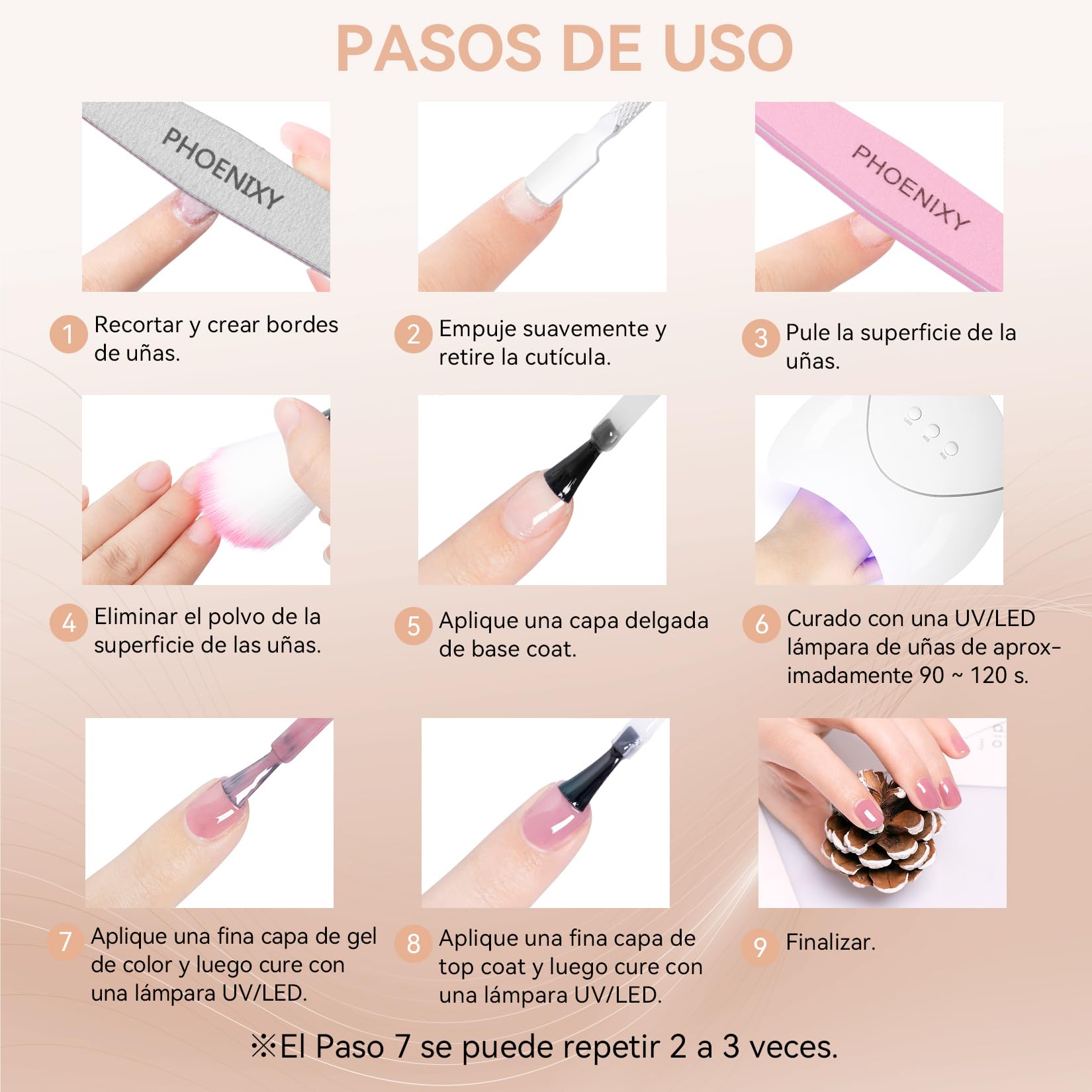 Phoenixy Kit Manicura Semipermanente 12 Colores Uñas Semipermanentes Kit Completo con U V/LED Lámpara Herramientas de Manicura