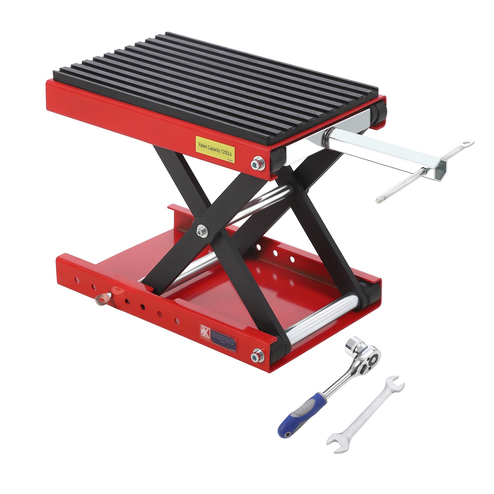 Garvee Elevador Moto 544 kg Q235 Rojo Llave Carraca Pasador
