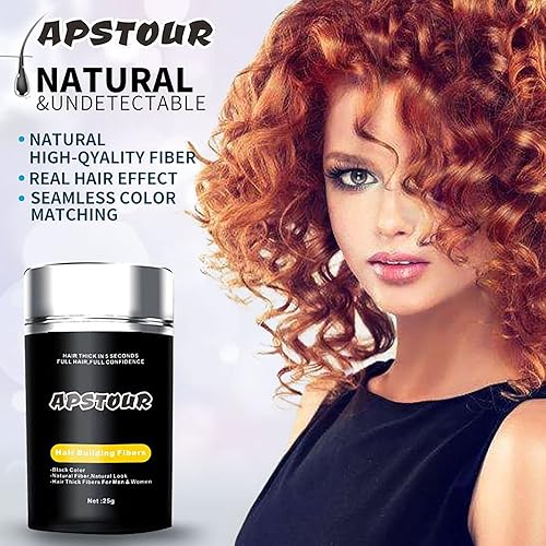 Miniatura 9 de Fibras de construcción del cabello para cabello fino y puntos calvos, 0.88 onzas, fibras de cabello Apstour para mujeres y hombres, fibras gruesas