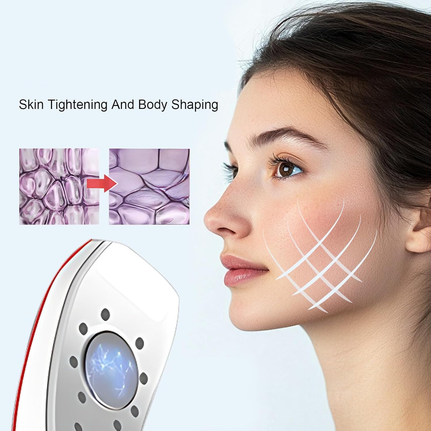 ERICAT Dispositivo De Adelgazamiento Facial, Máquina Reductora De Papada con Mando a Distancia Y Pantalla De Visualización, 6 Modos Y Niveles De Intensidad Ajustables, para Oficinas, Hogares