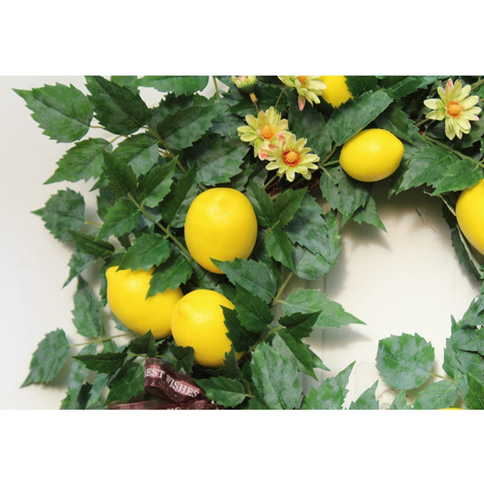 rockible Türkranz Künstlicher Zitronenblumenkranz Blumenkranz Hochzeitsdeko Handarbeit mit Widerstandsfähigen Stoffblättern Und Festlichen Blüten für Büro