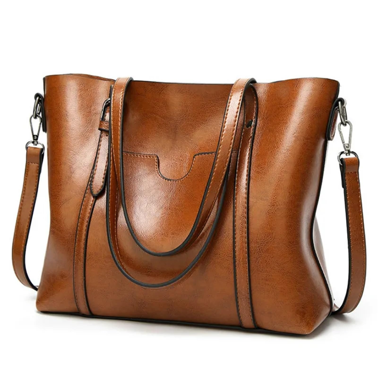Bolsos de Hombro for Mujer, Bolso de Cuero con Cera de Aceite, Bolso Cruzado, Bolsos Vintage, Bolsos de Mujer, Bolso de diseñador Adecuado para Viajar, Fiesta, Trabajo(Coffee)