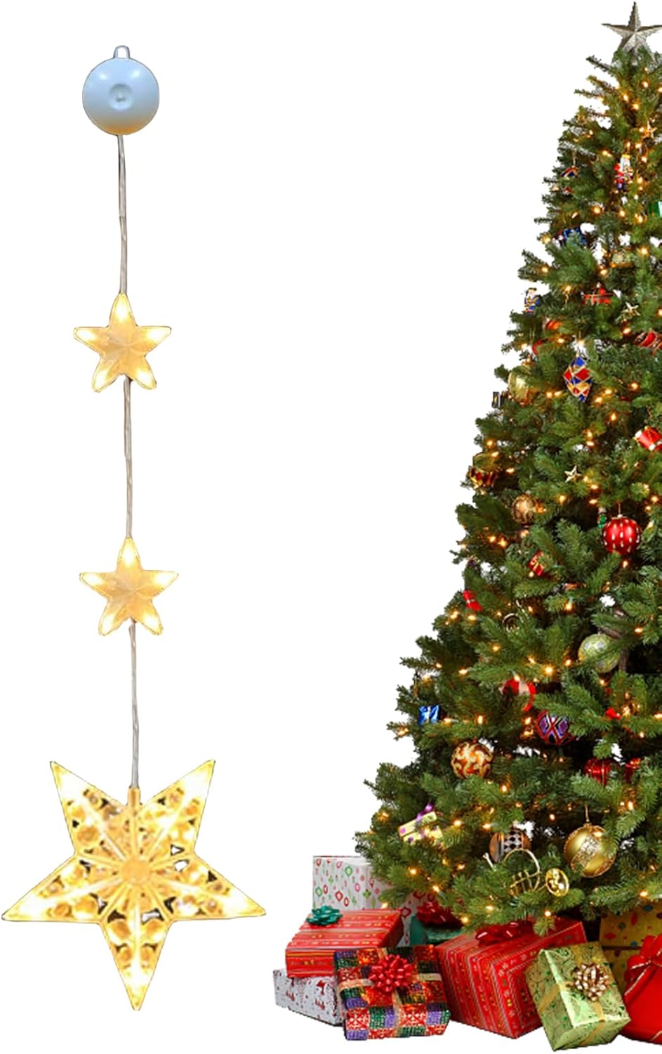 Lighted Window Christmas Decorations,3 Lights Design Window LED Light Battery Operated with