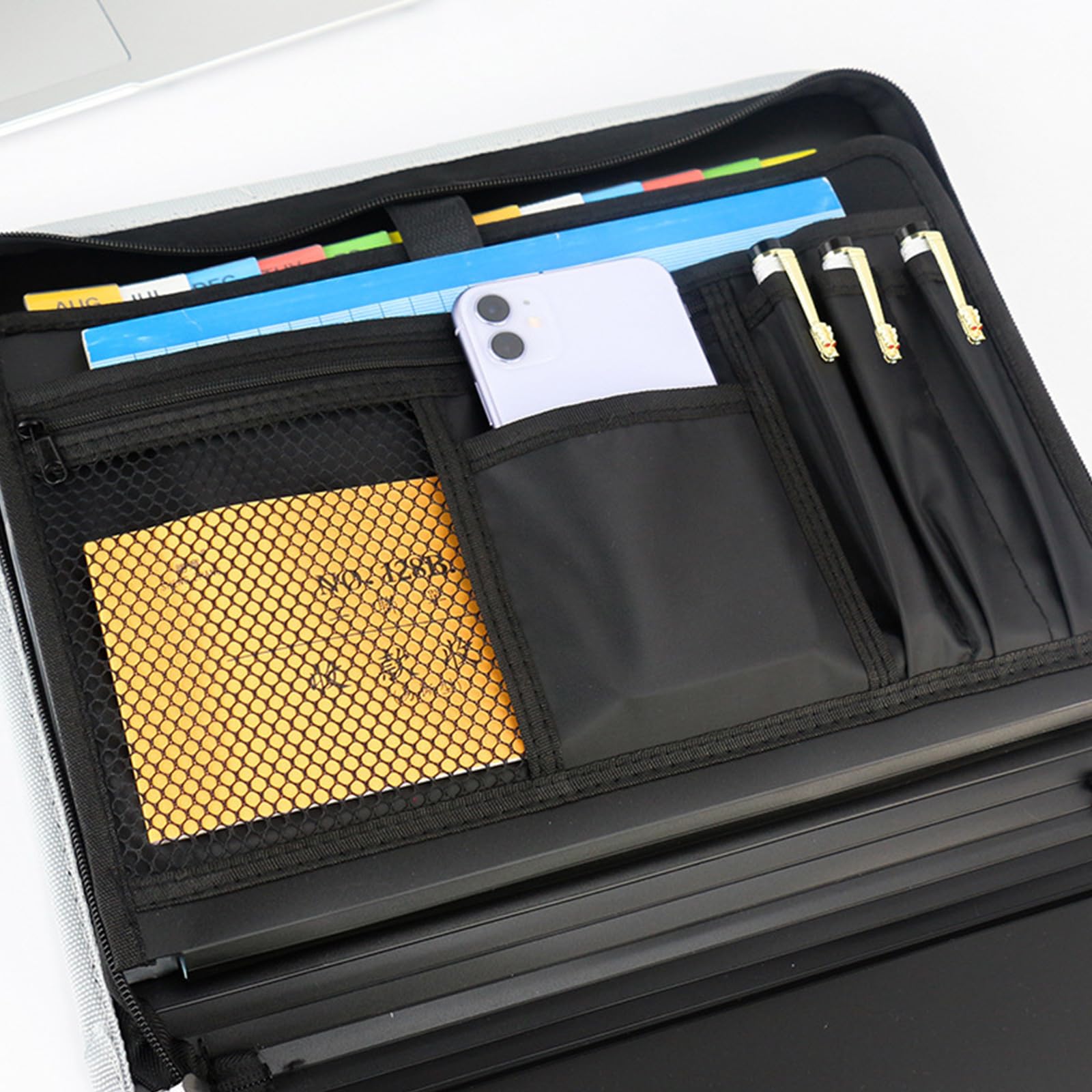 Estuche de documentos expandible de 13 bolsillos con asa, organizador de documentos, organizador de documentos para adultos