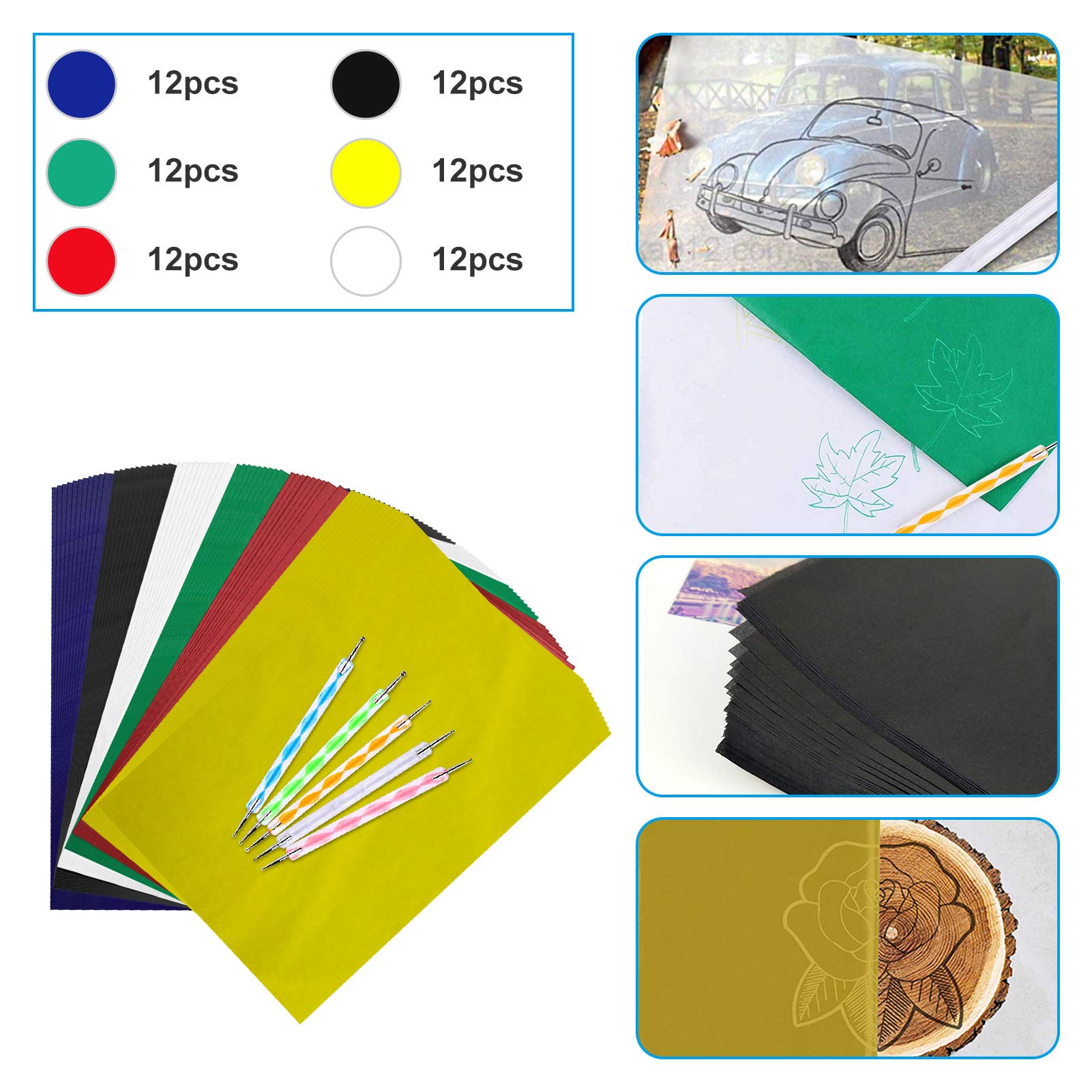 Amazon.com: 72 Sheets Carbon Paper Transfer Paper Tracing Paper