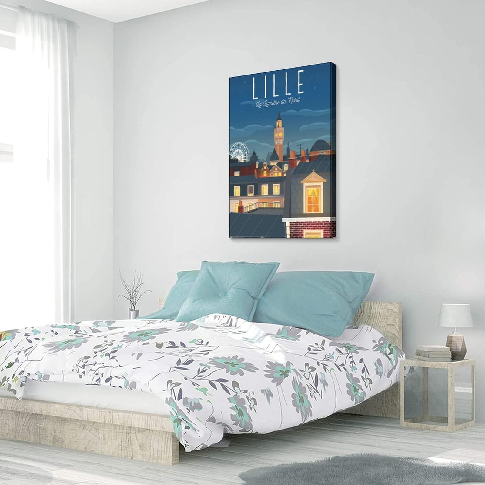 Poster Vintage De Voyage Lille France - 40 X 60 Cm - Impression Sur Toile - Décoration Murale Pour Chambre à Coucher