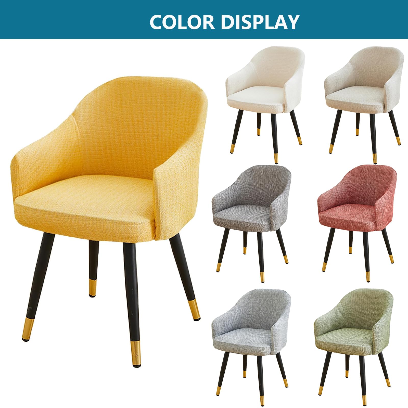 Fundas para sillas de respaldo curvo con brazos, fundas para sillas de comedor, fundas lavables para sillones, adecuadas para familias, restaurantes y banquetes (blanco, juego de 4)