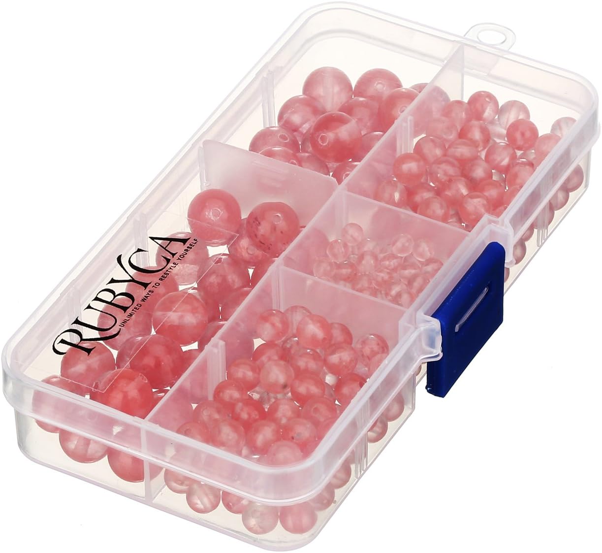 RUBYCA Cherry Quartz Man-Made Glass Gemstone Round Loose Beads Organizer Box DIY Jewelry Making Mix Sizes - Image 4