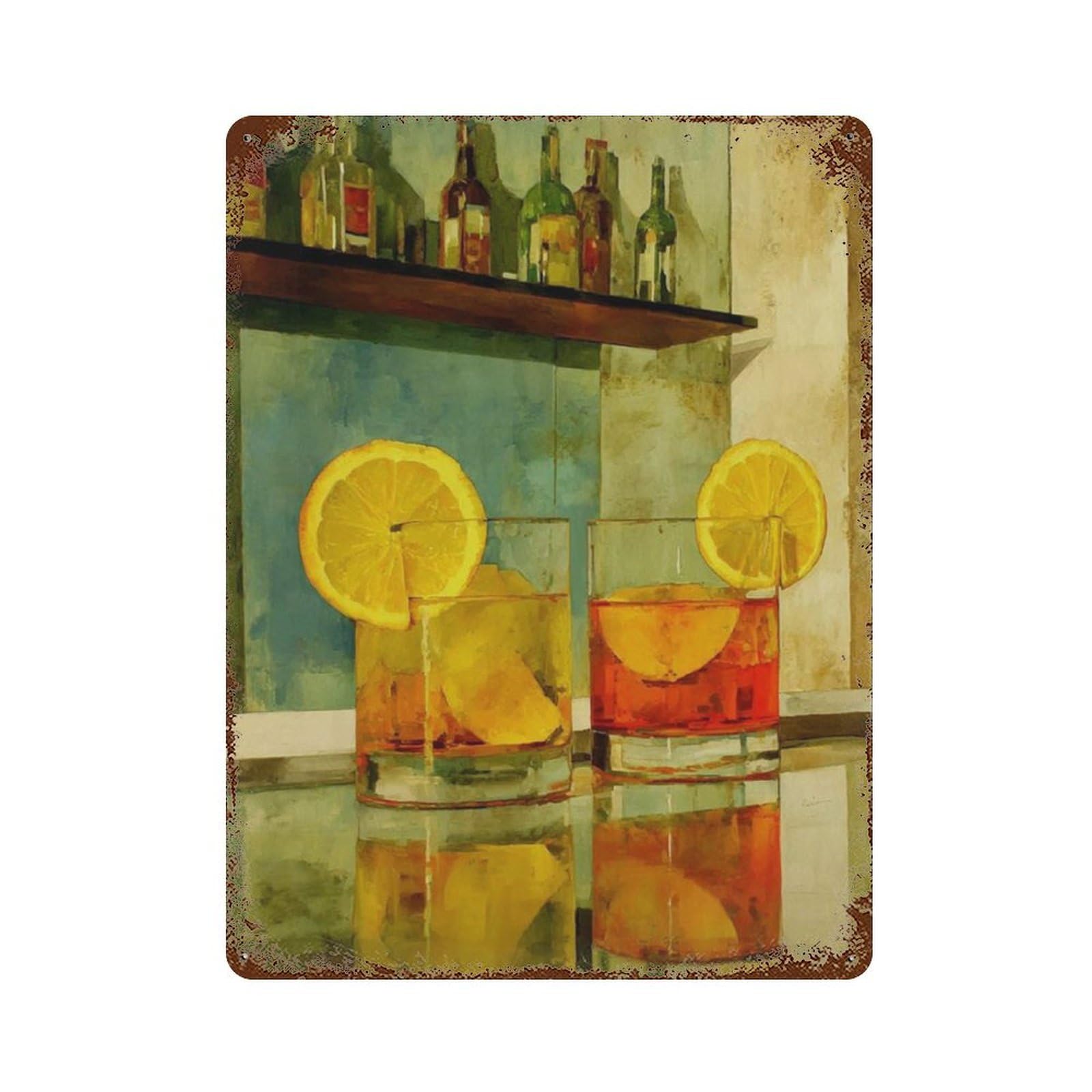 xiaoxiaoshen Aperol Spritz Cocktail Italian Bar Still Life Orange Drink Wall Decor Art Metal Tin Poster Modern Home Decor Art Home Bar Shop Decorations Vintage Sign 40x30cm