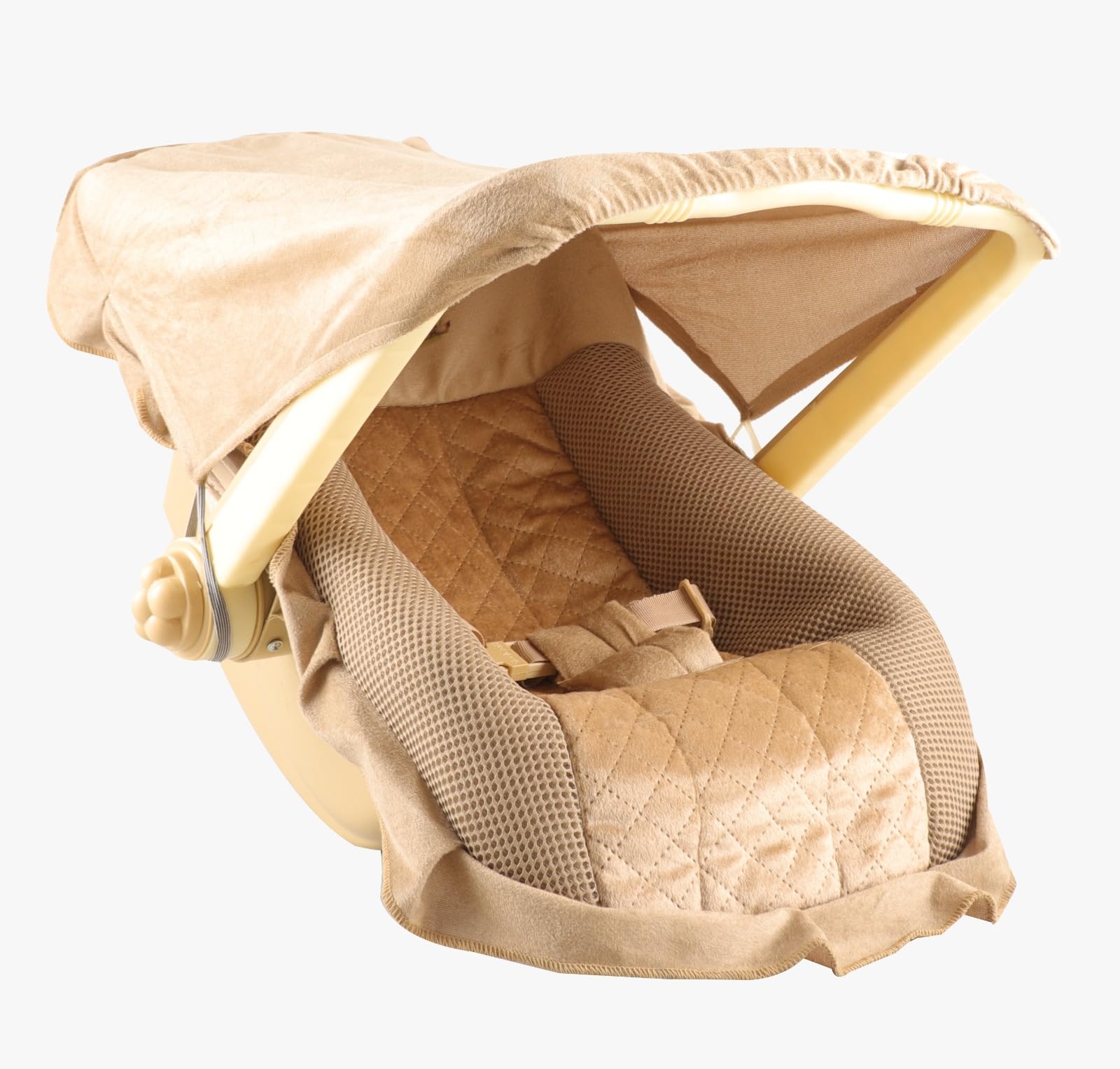 JoyRide DLX Carry Cot & Rocking Chair with Adjustable Handle & Mosquito Net| Large Canopy | 3-Point Safety Lap Belt | Double Cushioned Washable Seats