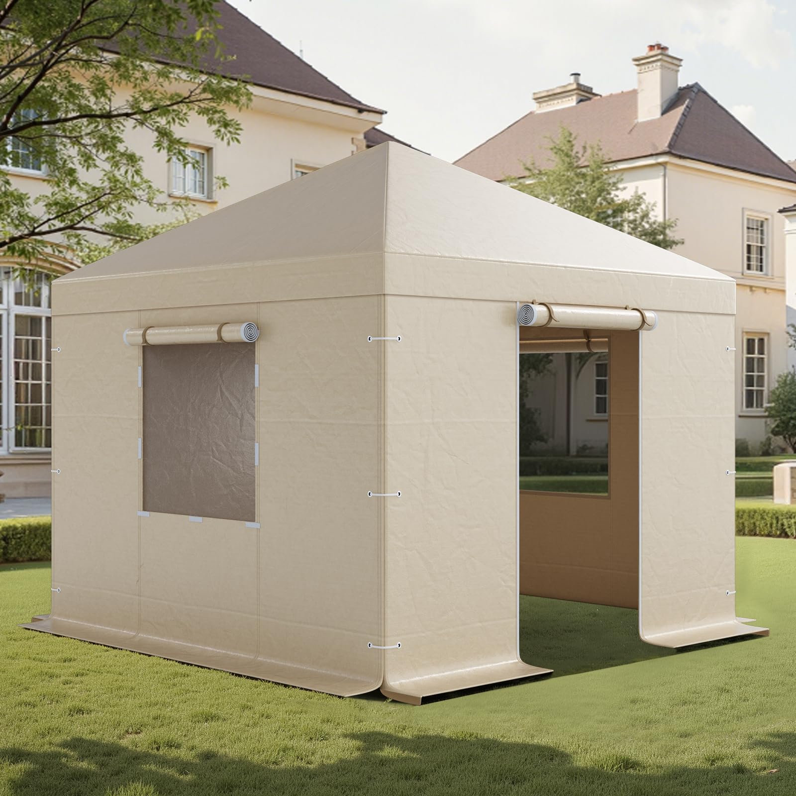 VEVOR Winterabdeckung, passend für 3,05 x 3,05 m Pavillon, Ersatzabdeckung mit Seitenwänden & Netzfenstern, PE-Material, Lagerschutzabdeckungen, Pavillons Nicht im Lieferumfang enthalten
