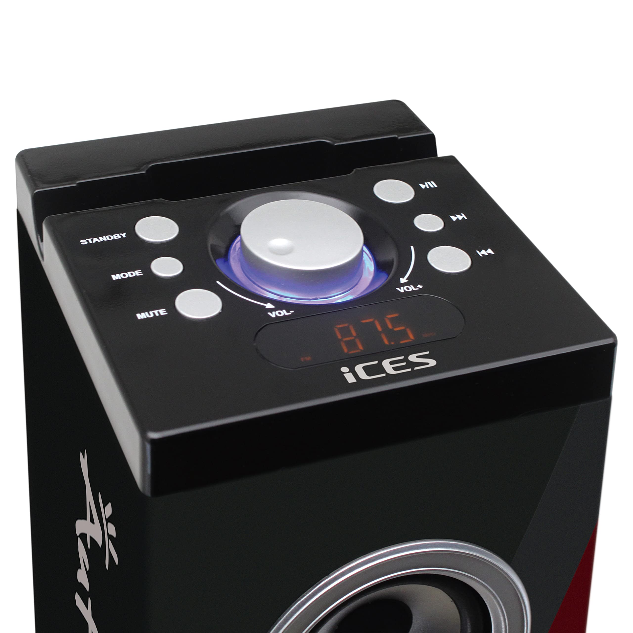 iCES IBT-6 Bluetooth głośnik stojący – 40 W RMS – radio PLL FM – wejście USB – gniazdo na karty SD – wejście AUX – z pilotem zdalnego sterowania – Niemcy