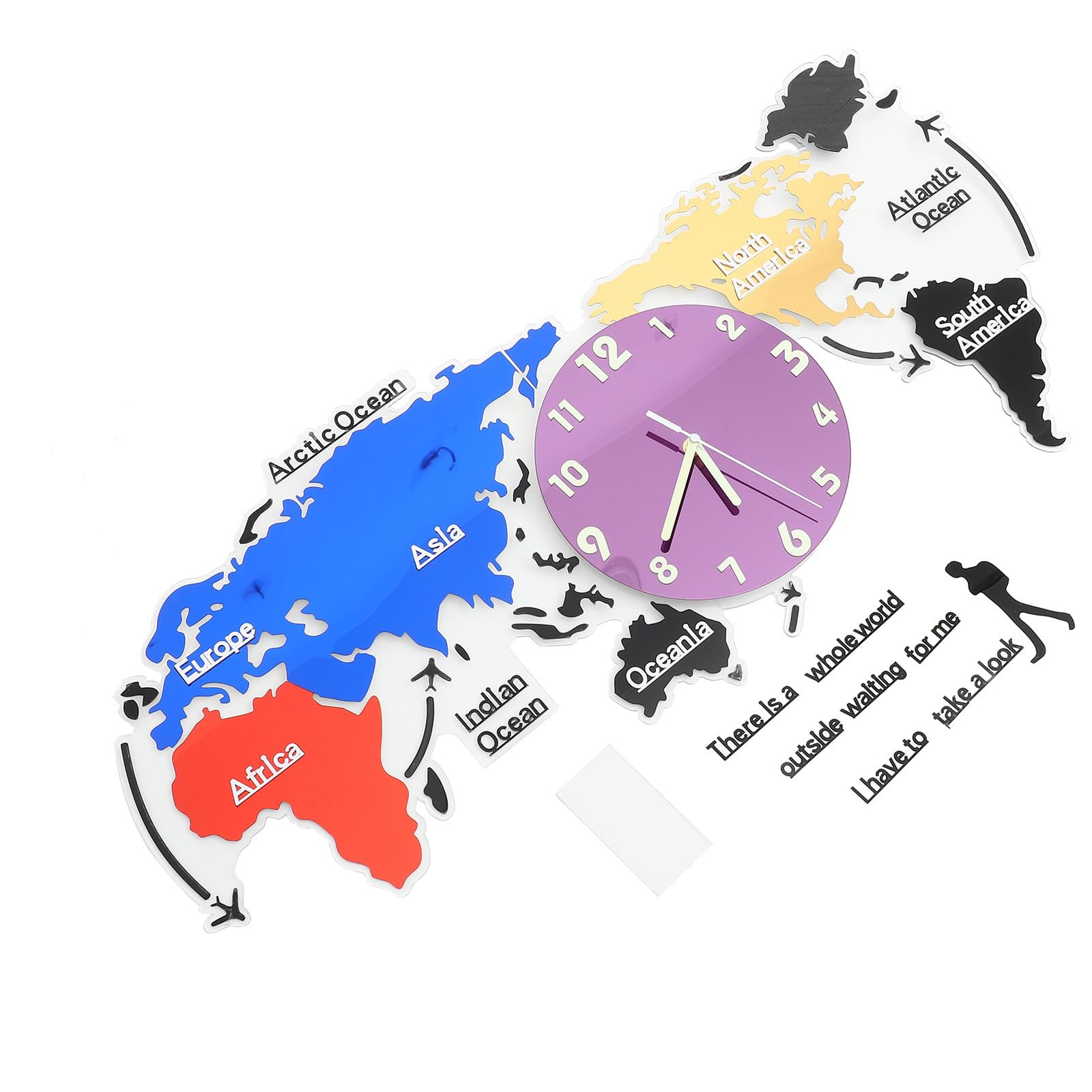 Reloj de Pared Mapa del Mundo de Acrílico para Sala