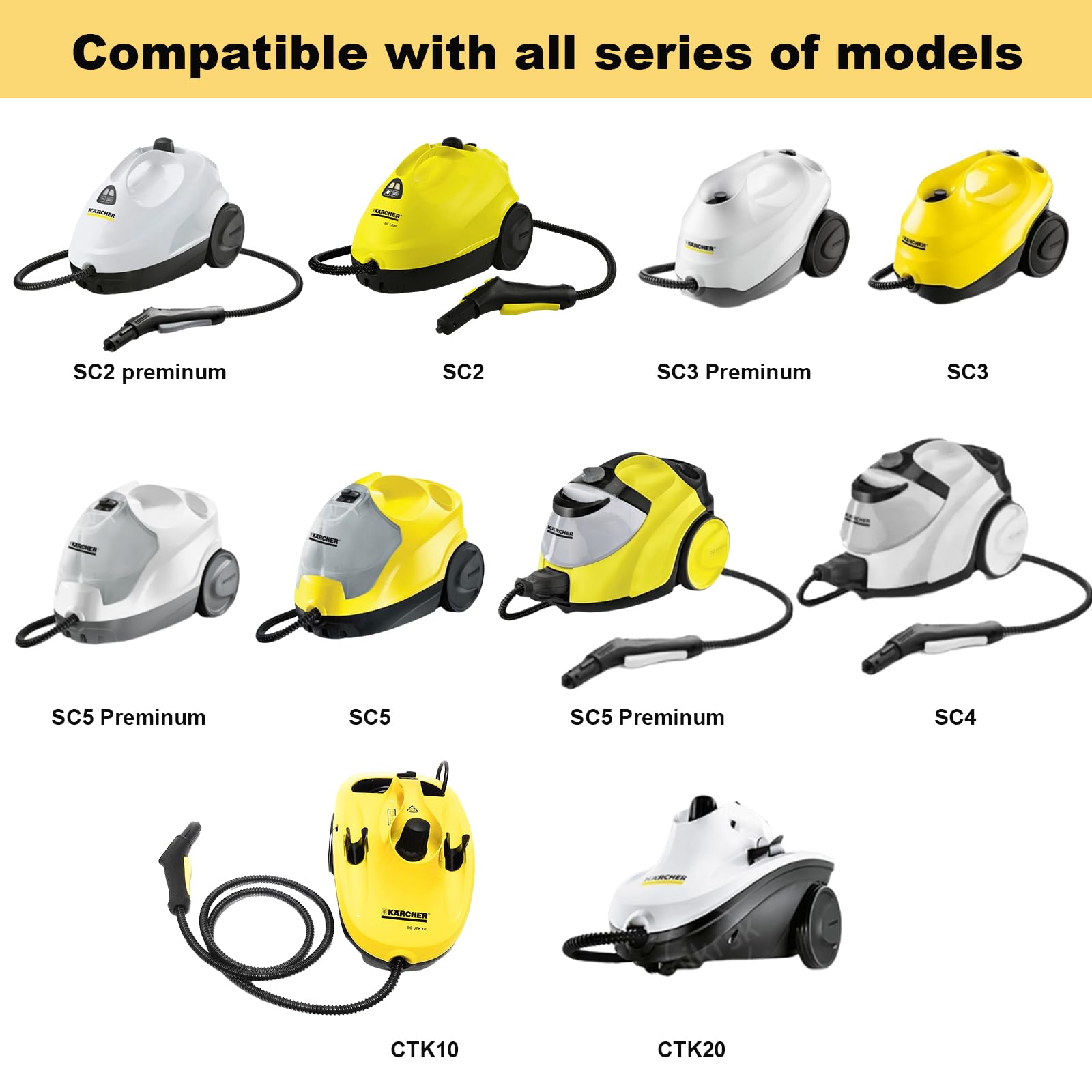 Accessoires Pour Nettoyeur Vapeur Karcher - Kit 10 Pièces, Brosses, Microfibres, Rallonge, Compatible SC2-SC5 - 9