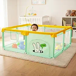180 x 150 x 68 cm Cercadinho para Bebe Cercado para Bebê Cercadinho Infantil Chiqueirinho Bebe de Proteção Criança Grande Tamanho, Chiqueirinho Portátil com Design Colorido DOUBLE S (180 * 150cm)