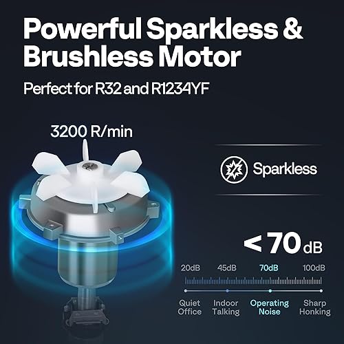 Miniatura 2 de VIVOHOME Bomba de vacío inalámbrica de iones de litio de 2 etapas de 14 HP 2 CFM, motor sin chispas para sistemas R32 R1234yf R454B R134a R410a,