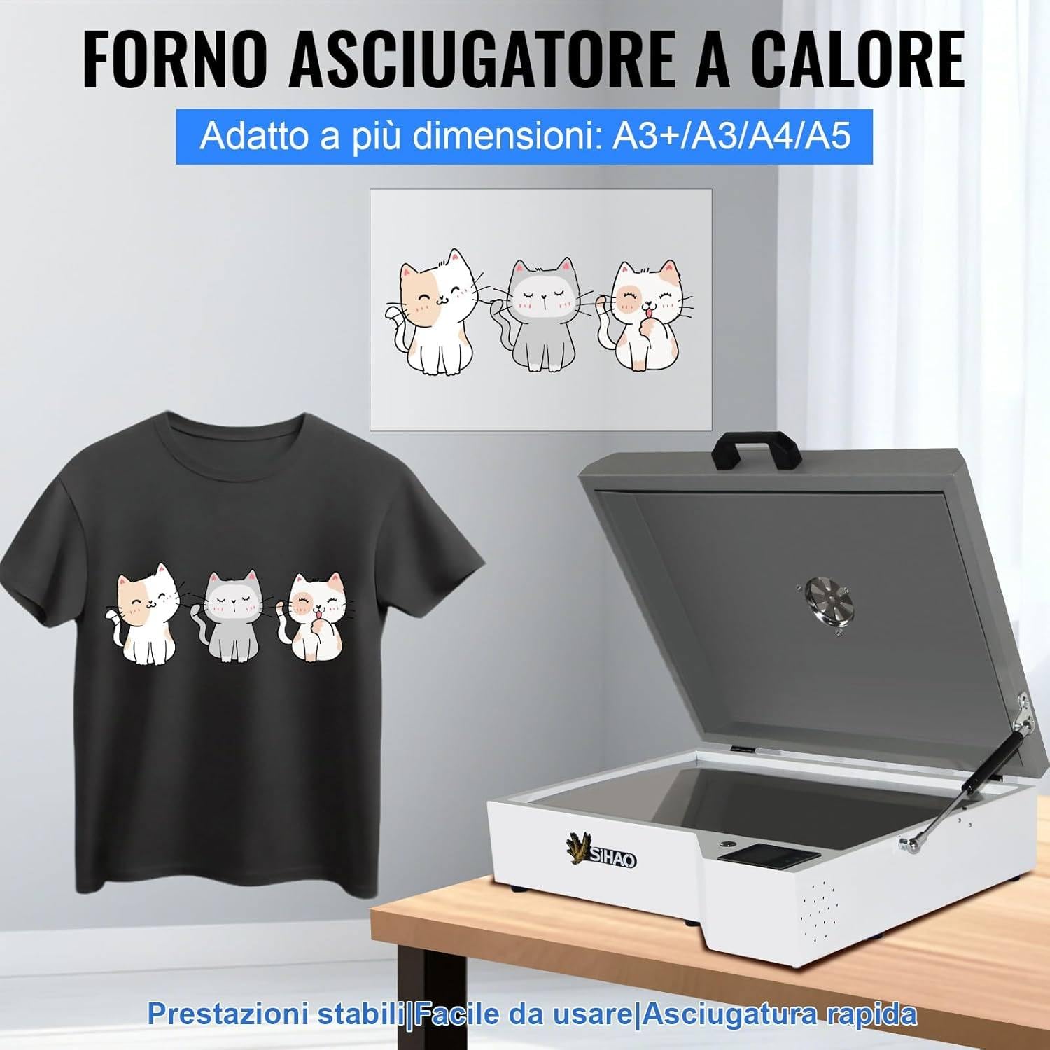 Impresora DTF portátil A3 con Doble Calentamiento y Horno de Secado DTF Integrado. Máquina De Curado Dtf, Ajuste de Temperatura de 0 a 200 °C. para Carteles de Ropa DIY