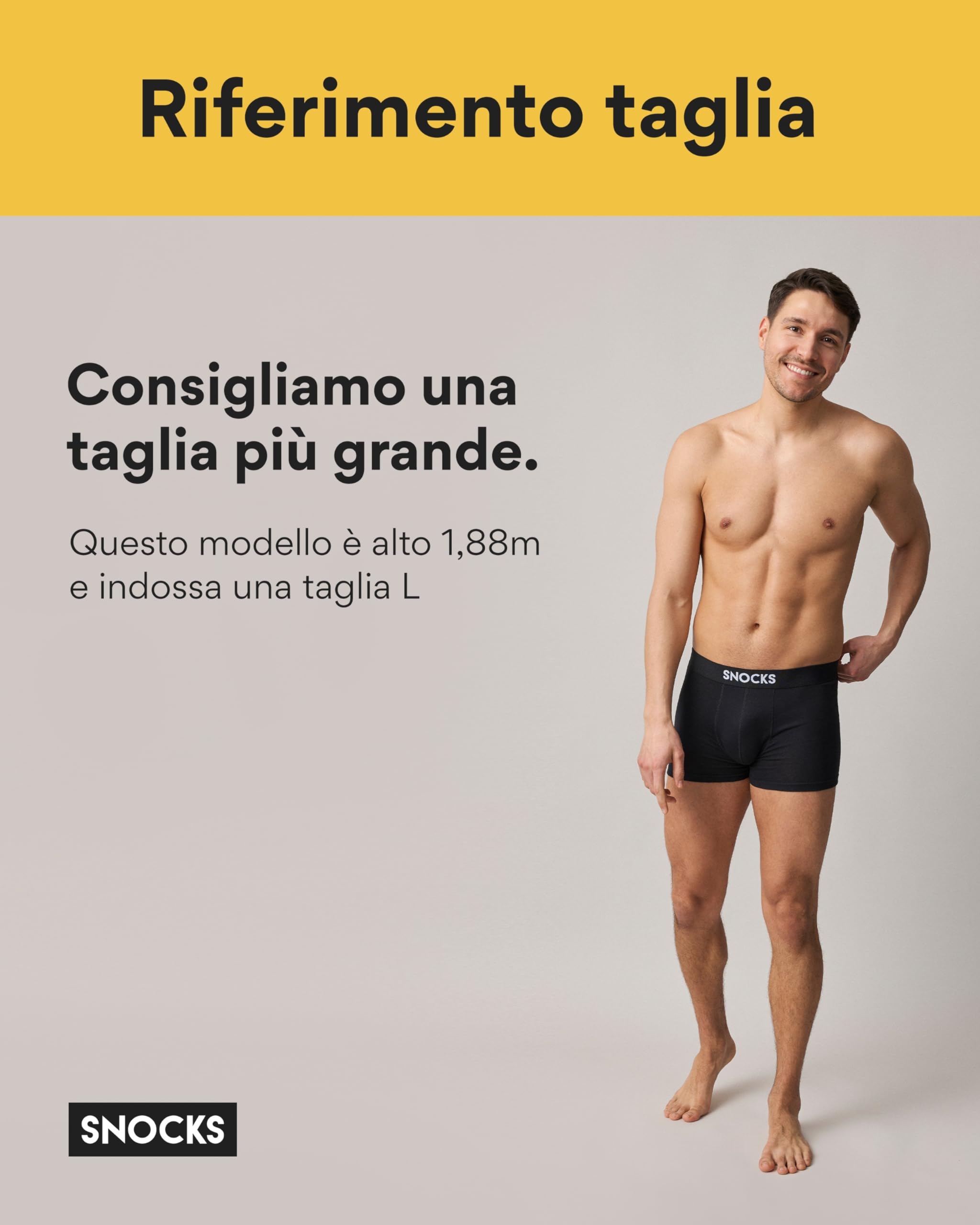 Snocks Pacco da 6 Boxer Uomo Cotone Organico con Logo - Elasticizzato e Senza Etichette