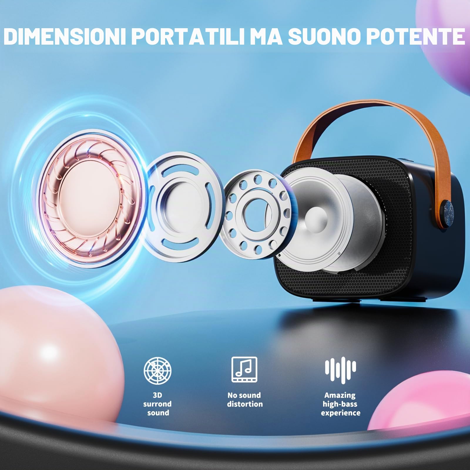Ankuka Karaoke per Bambini Karaoke con Microfono Karaoke Cassa Bluetooth con 2 Microfoni, Regalo Bambina Giochi Bimba Regalo Compleanno per 3, 4, 5, 6, 7, 8, 9,10,11,12+ Anni (Nero)