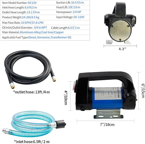 Miniatura 3 de AC110-120V Volt Bomba de transferencia de combustible eléctrica, medidor mecánico, manguera de combustible, boquilla de combustible automático,