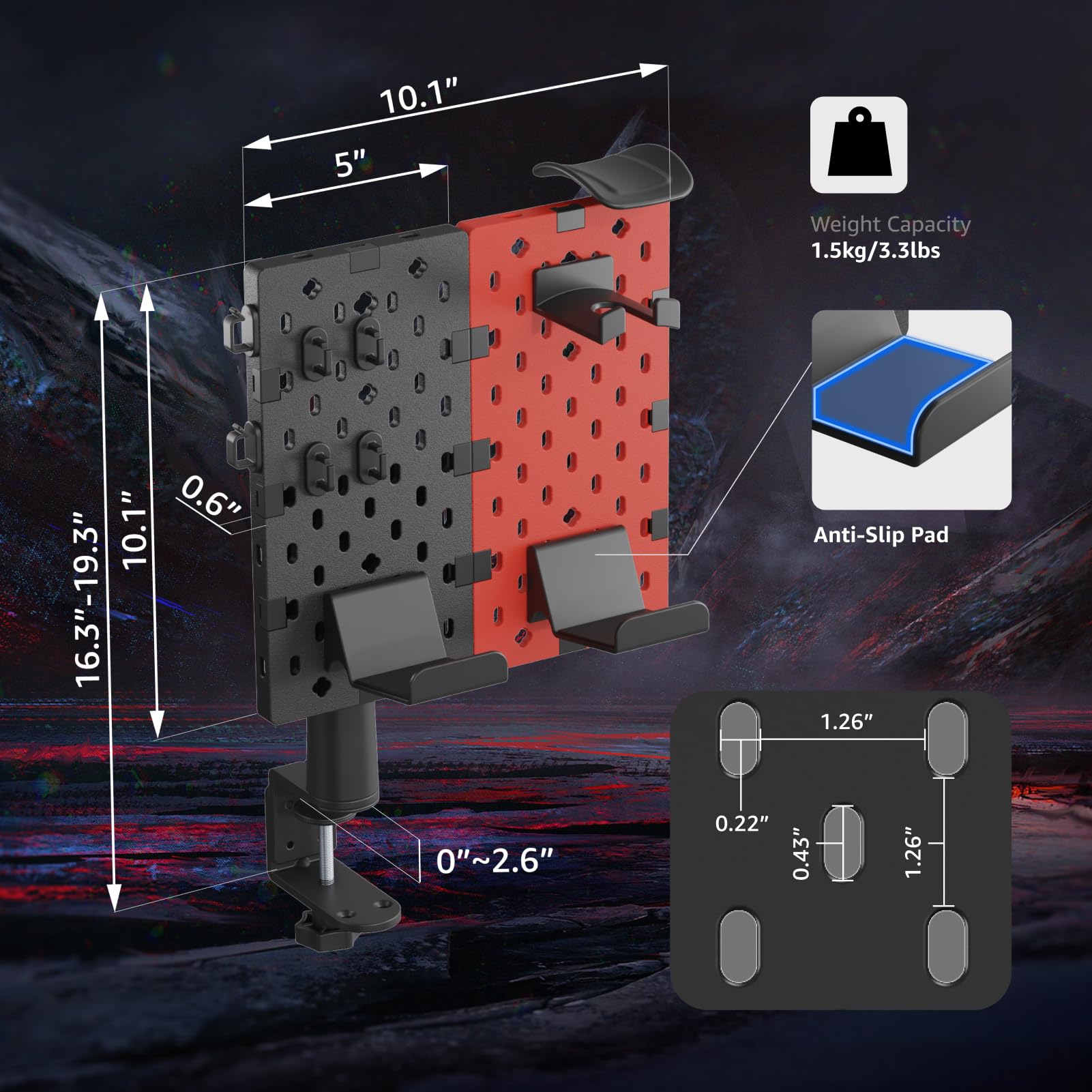Kopfhörer- und Controller-Halter, drehbarer Gaming-Zubehör-Organizer, modularer Schreibtisch-Controller-Ständer mit Kabelhaken, 3 Stück, Schwarz