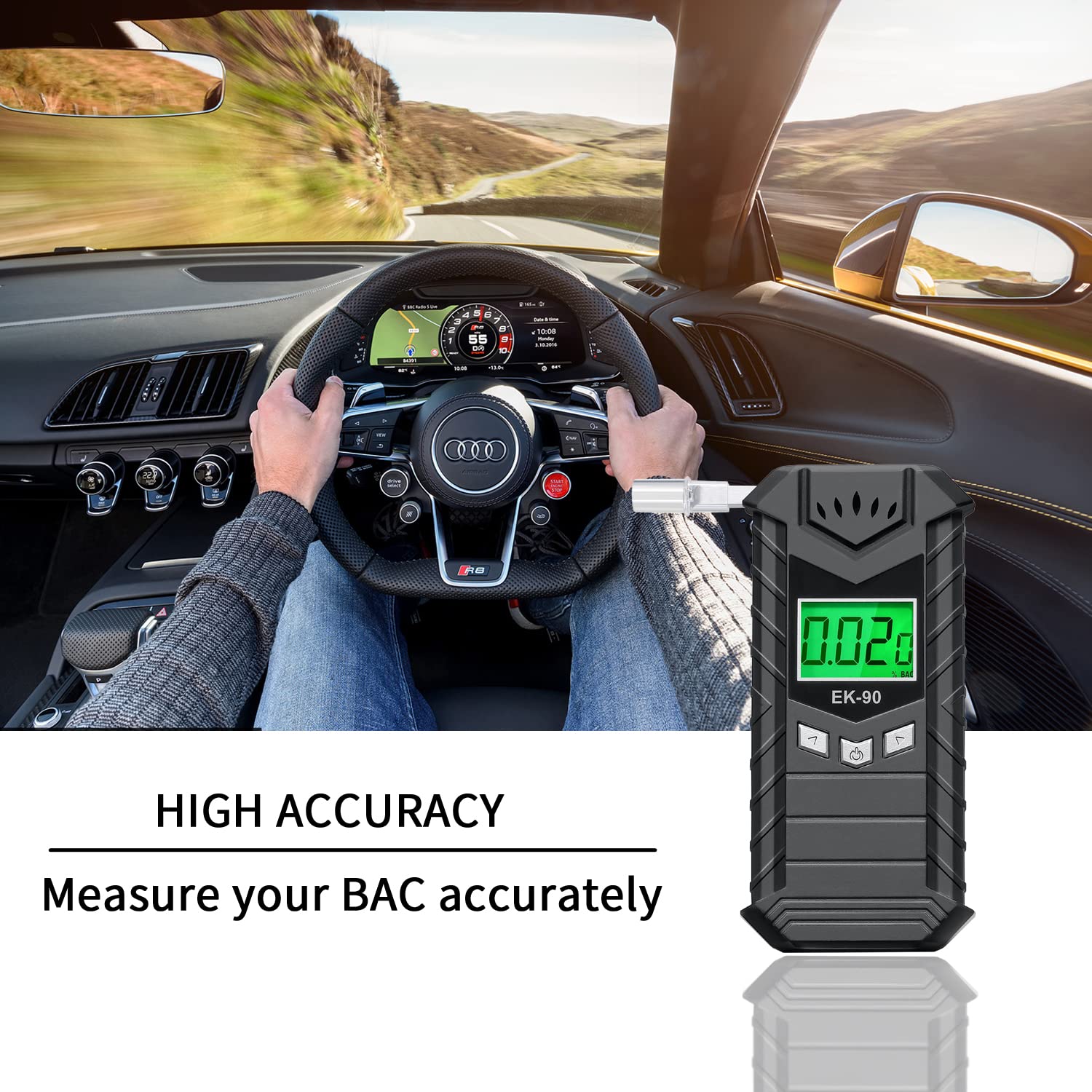 SOYAA Etilometro Portatile Certificato, Alcol Test Portatile, Registrazione 32 Risultati, Etilometro con Display Digitale LCD Ricaricabile, Adatto per Uso Domestico o per Feste, Fornito (230, Grammi)