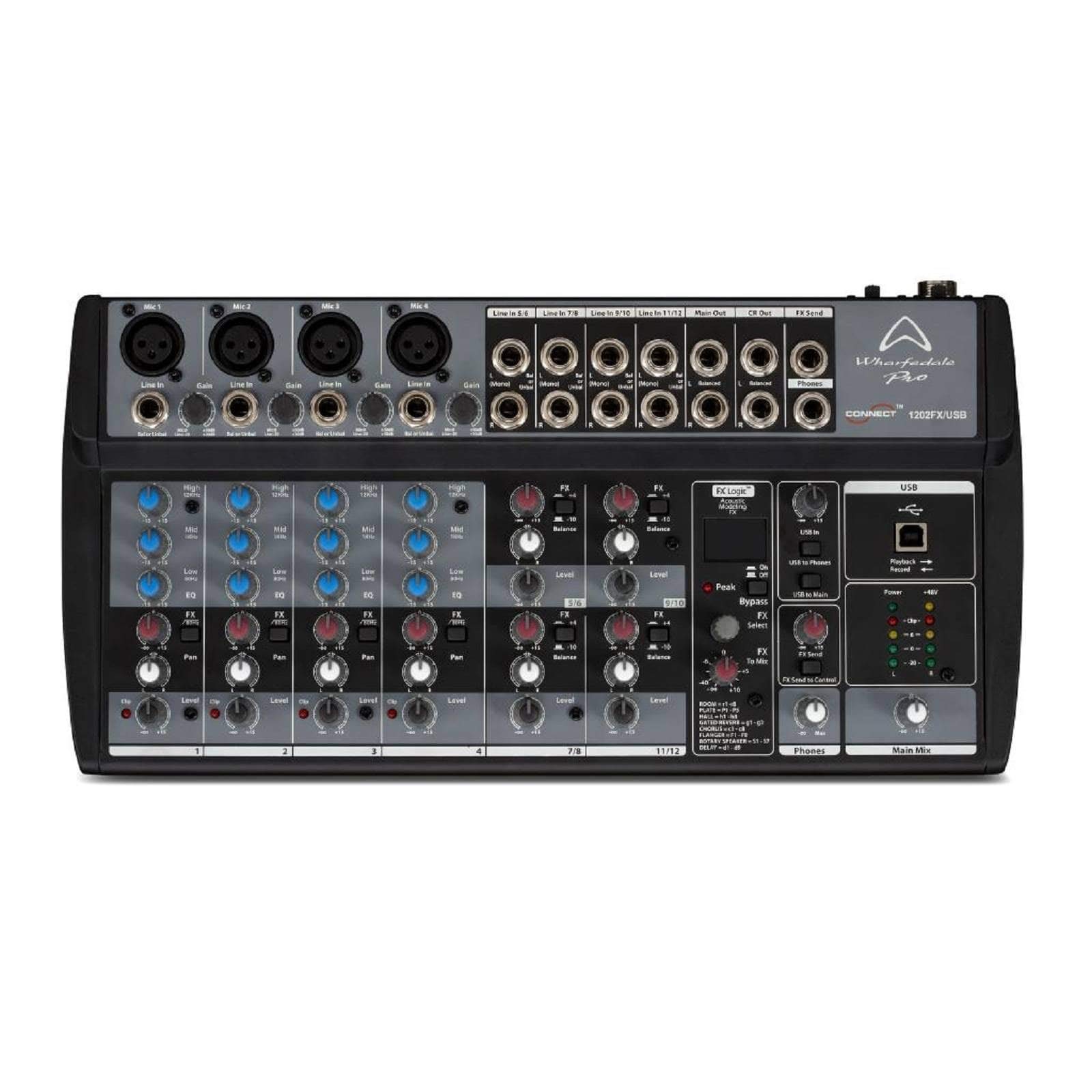 1202FX/USB mixer audio a 12 canali con 56 effetti per live, studio, karaoke, ecc.