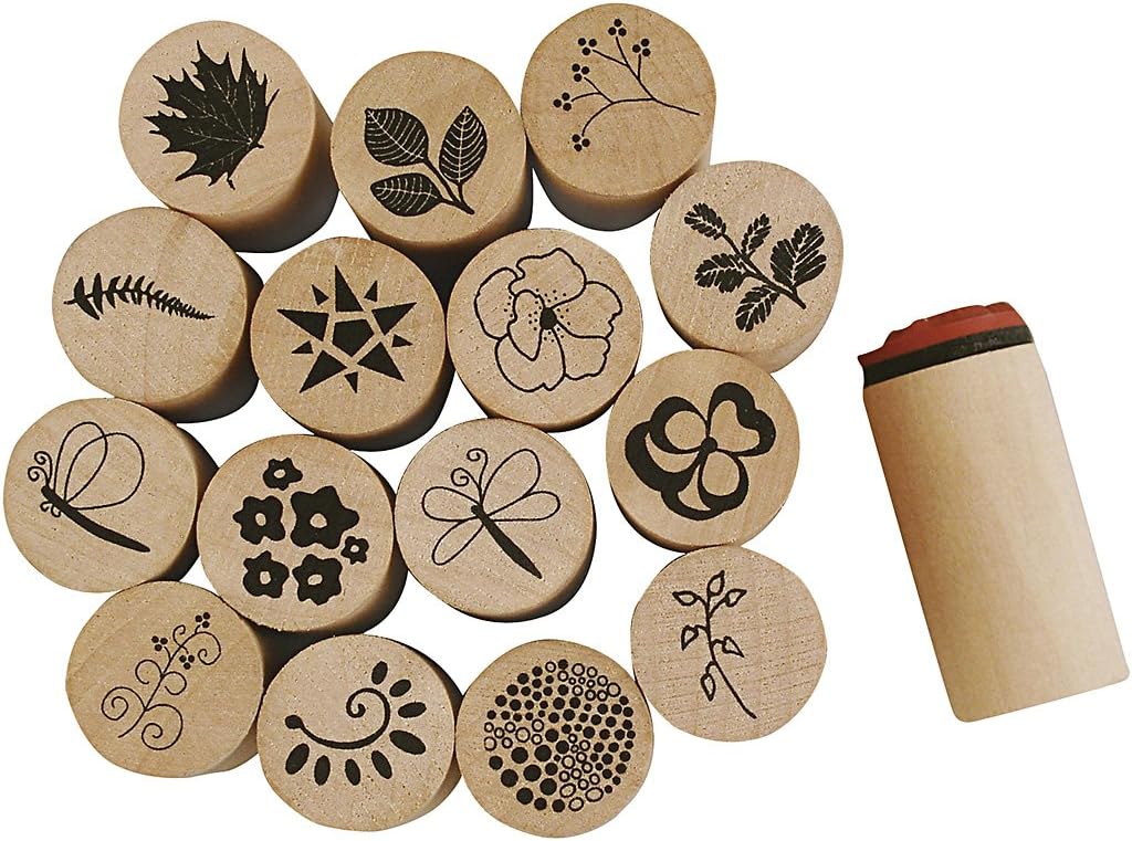 Creativ28578 Deco Art Stamps, D: 20 mm, Flower and Leaf, 15 asstd, one size