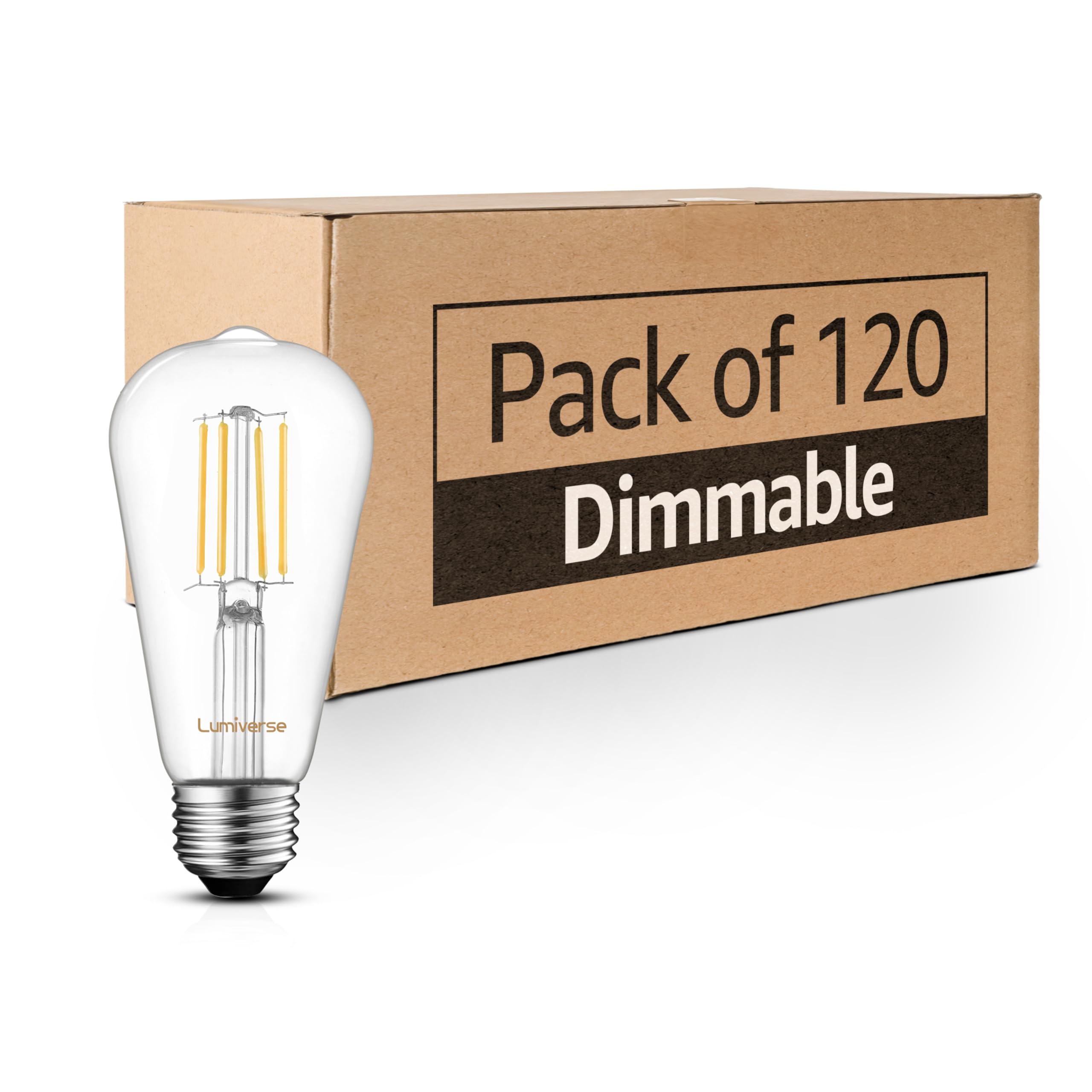 Lumiverse 120 Pack ST21 Led Vintage Edison Light Bulbs 2700K Soft White Clear Glass Antique Decorative Filament Bulb