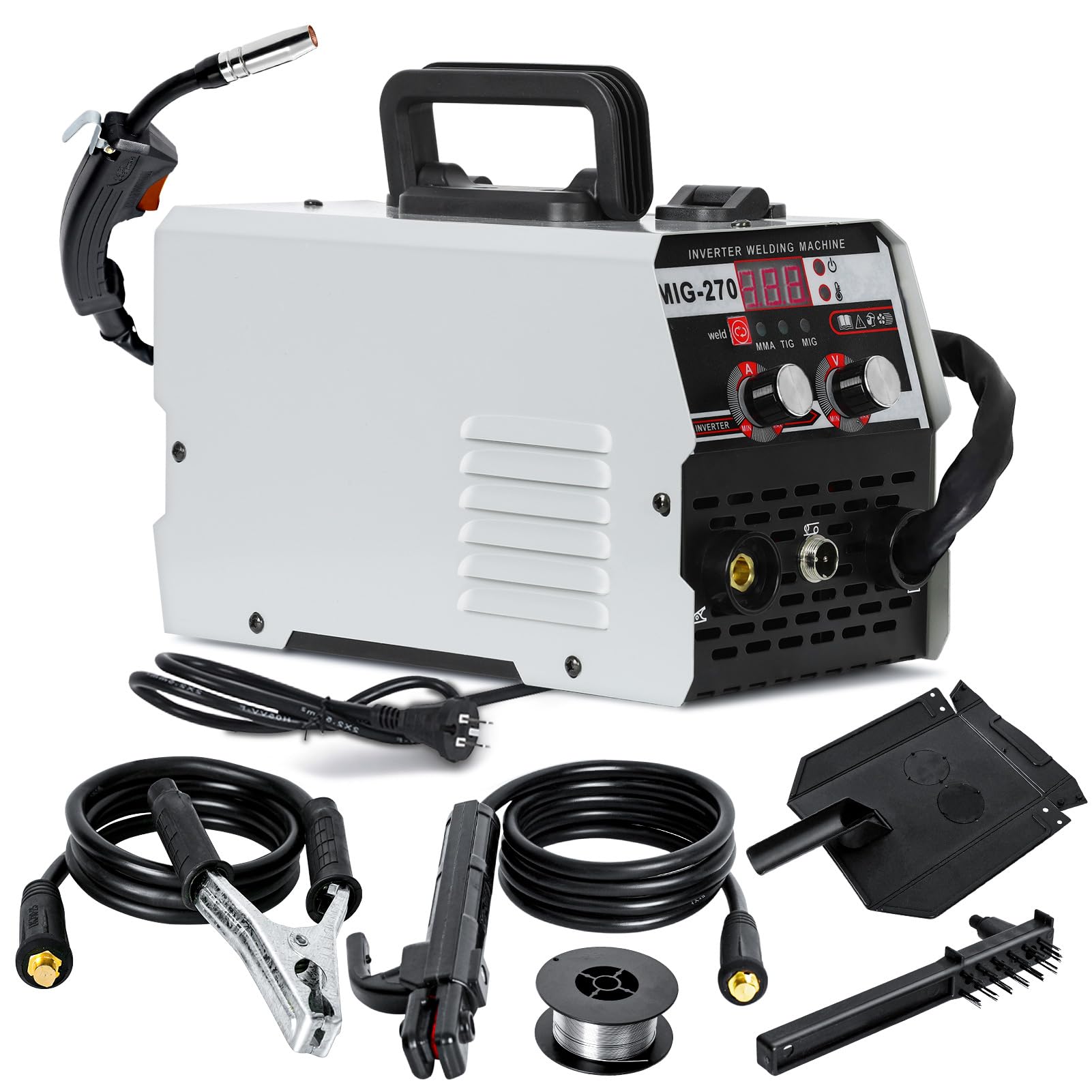Gasless MIG Welder 220V 250A, 3-in-1 MIG/ARC/TIG Welding Machine with LED Display, Wire & Torch – Inverter Portable Welding Machine for Home DIY & Professional Use (1 Set)